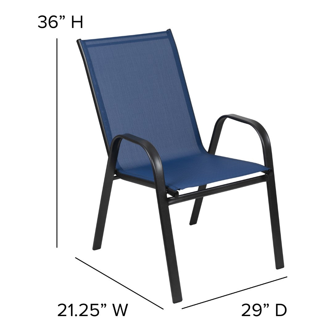 Commercial-Grade Outdoor Stackable 4-Pack Patio Chairs with Flex Comfort Material and Sturdy Metal Frame