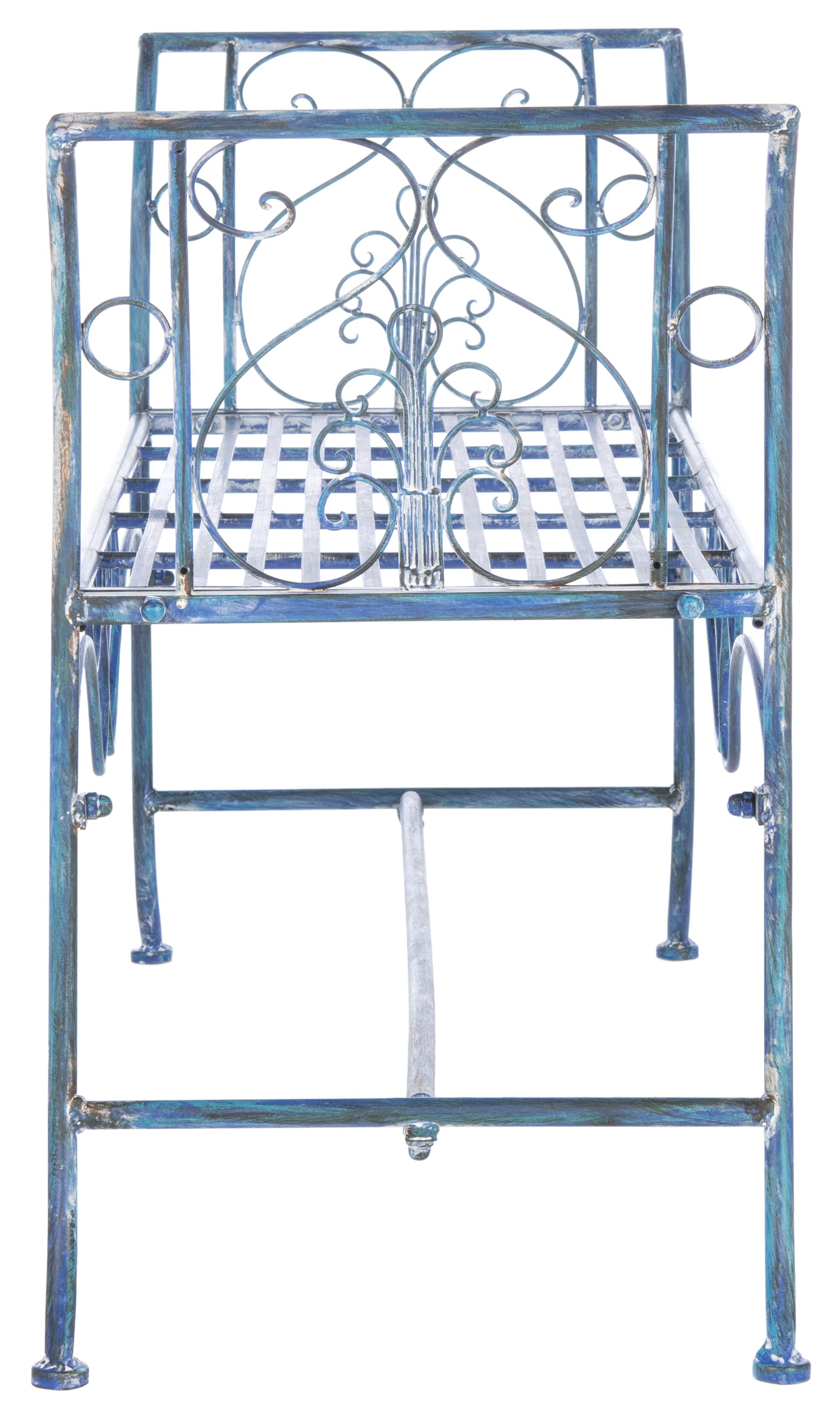 Adina Wrought Iron Outdoor Garden Bench with Victorian Elegance and Intricate Scrolls
