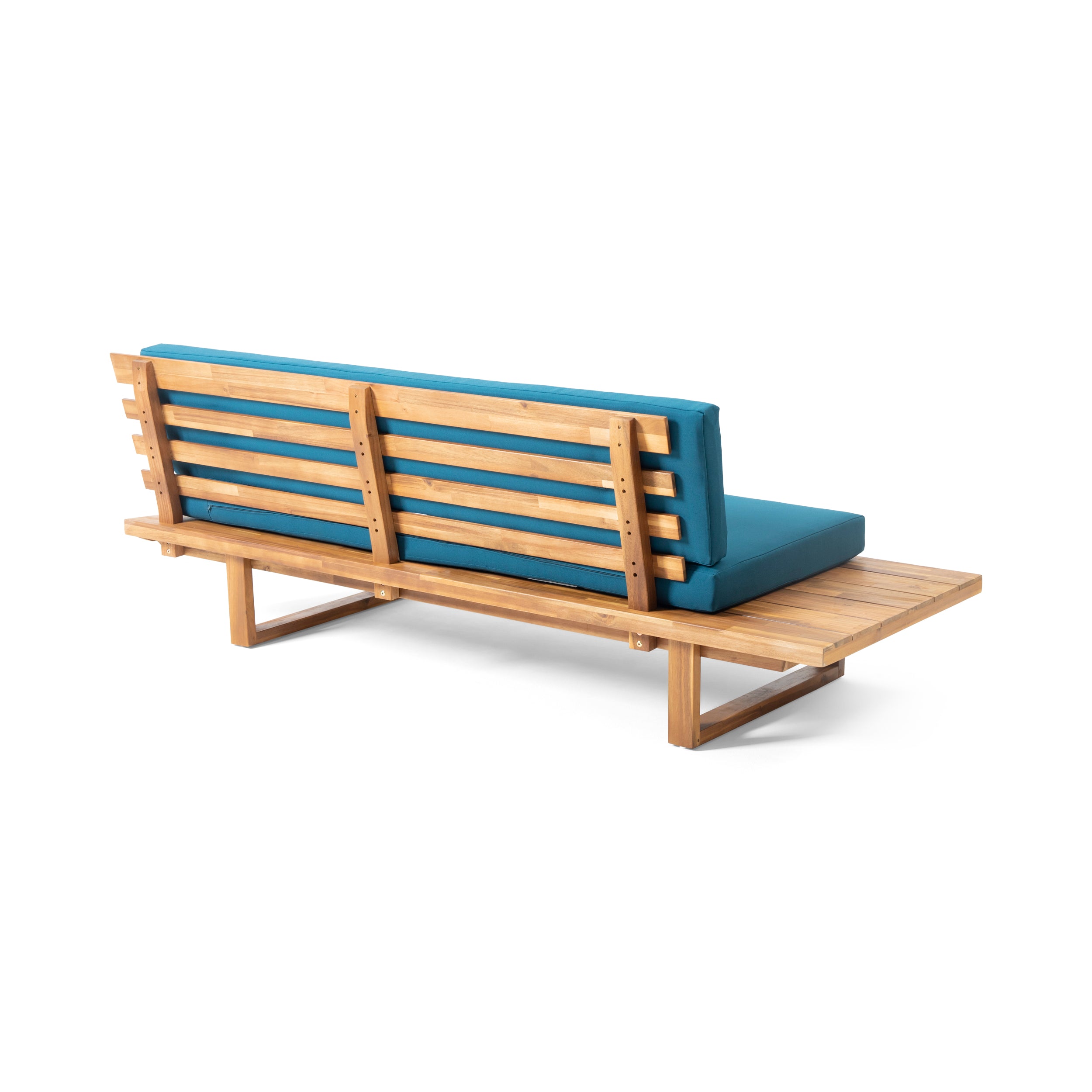 Christopher Knight Home® Mirabelle Two - Person Teal Outdoor Sofa with Acacia Wood Frame and Water - Resistant Cushions