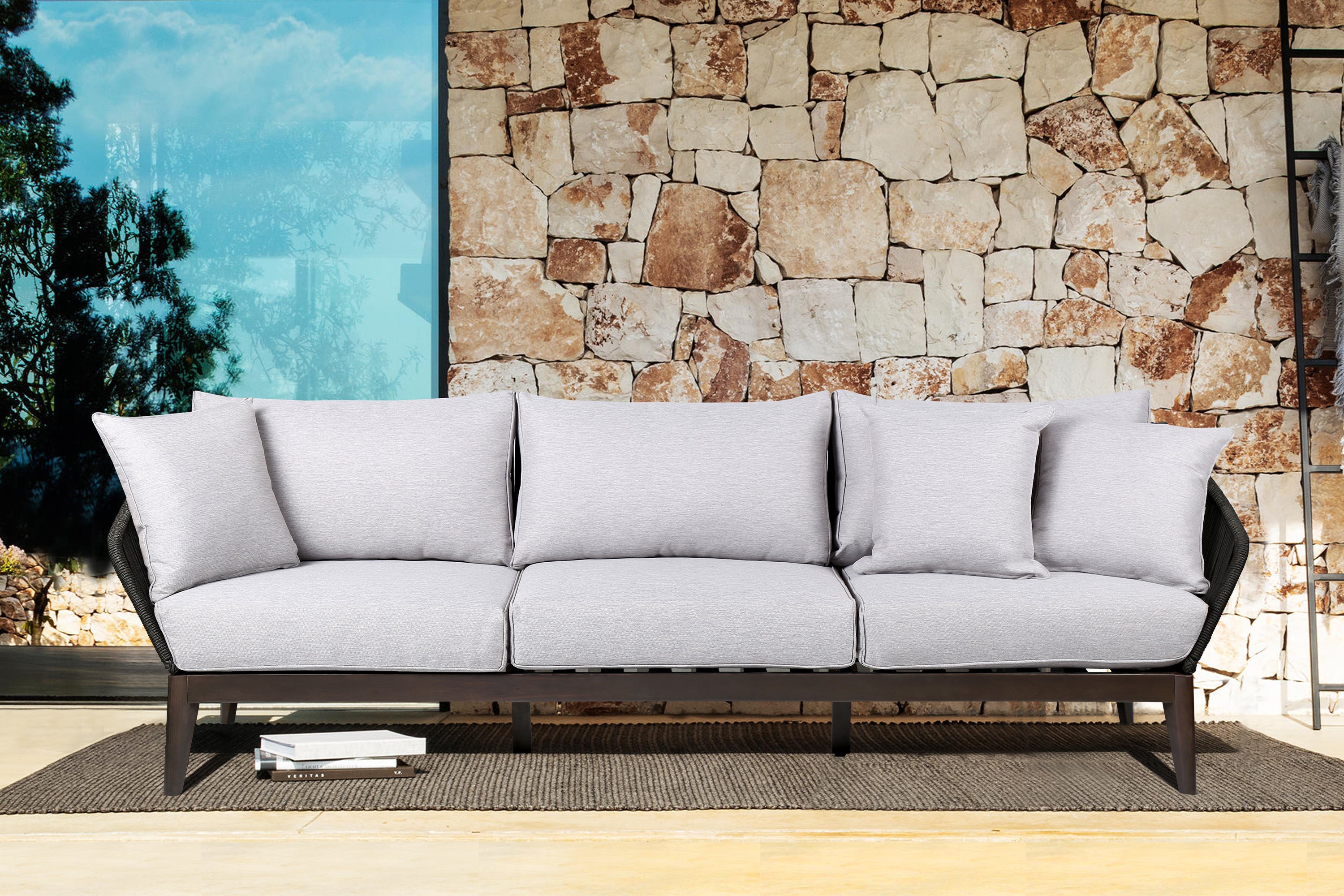 Athos Eucalyptus Rope Outdoor Sofa - Durable, Stylish Patio Seating with Removable Cushions