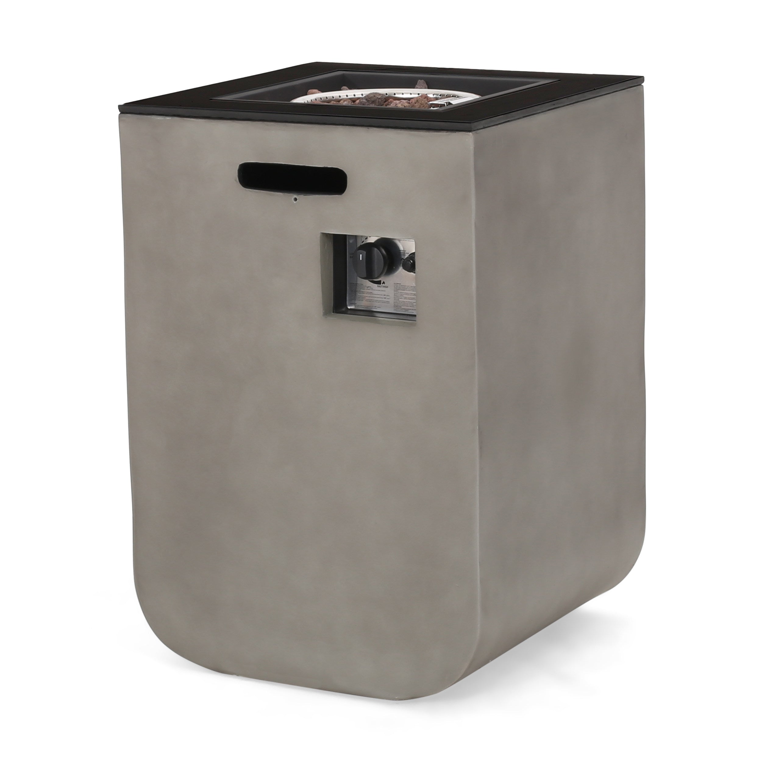 Christopher Knight Home® Adio 19.5-Inch Light Gray & Gloss Black Modern Outdoor Fire Column