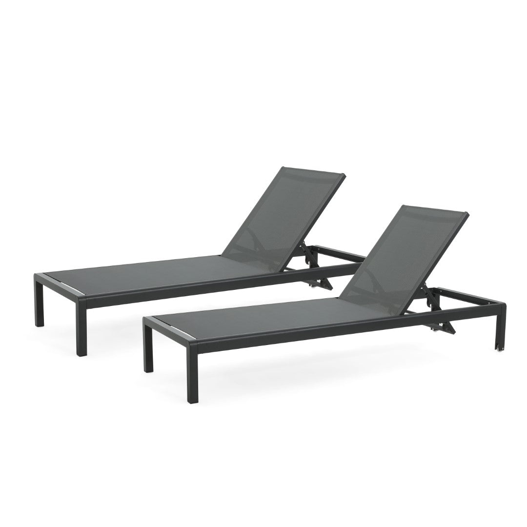 Christopher Knight Home® Cape Coral Premium 2-Piece Outdoor Black Chaise Lounge Set for Relaxing