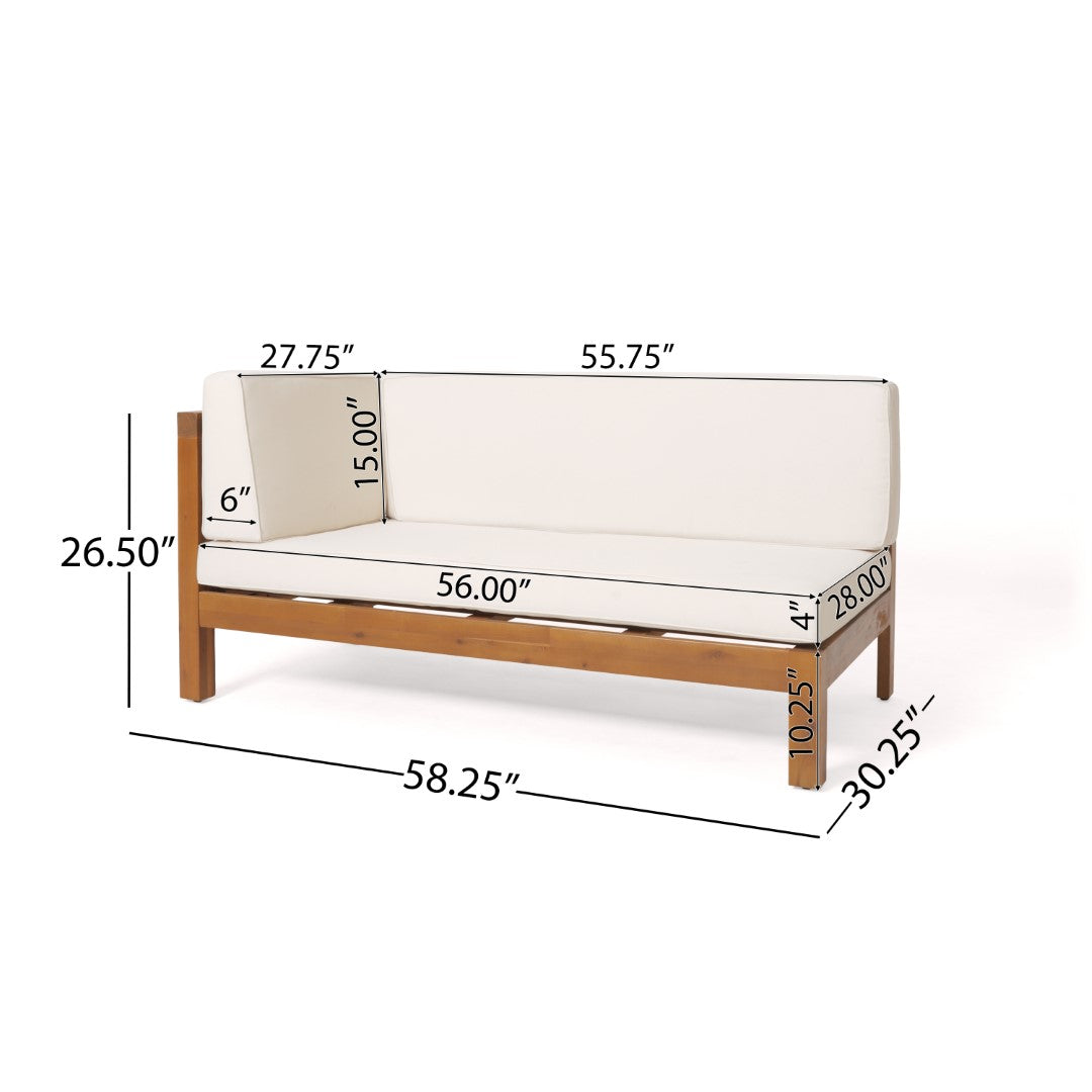 Christopher Knight Home® Brava X-Back Left Corner Bench for Indoor and Outdoor Use, Beige - Exuding Rustic Charm, Constructed with Durable Acacia Wood, Water-Resistant Cushions, Dimensions: 58.25 x 30.25