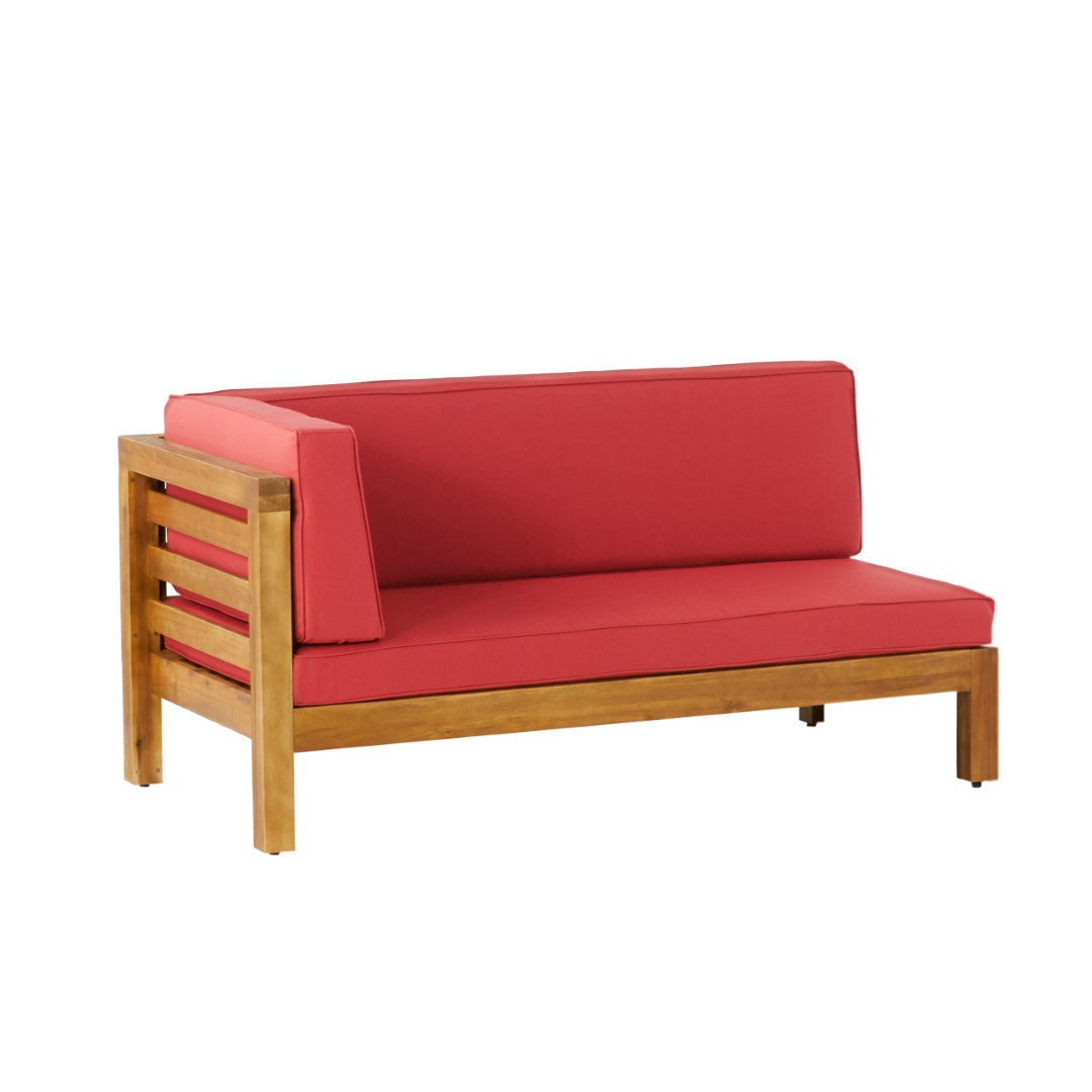 Christopher Knight Home® Oana Outdoor Red Corner Bench and Coffee Table Set Crafted from Acacia Wood with Water-Resistant Cushions