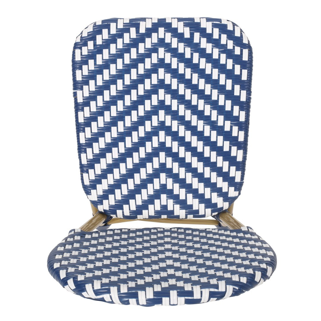 Christopher Knight Home® Picardy 2-Piece Outdoor Aluminum French Bistro Chairs in Navy, White & Bamboo Finish