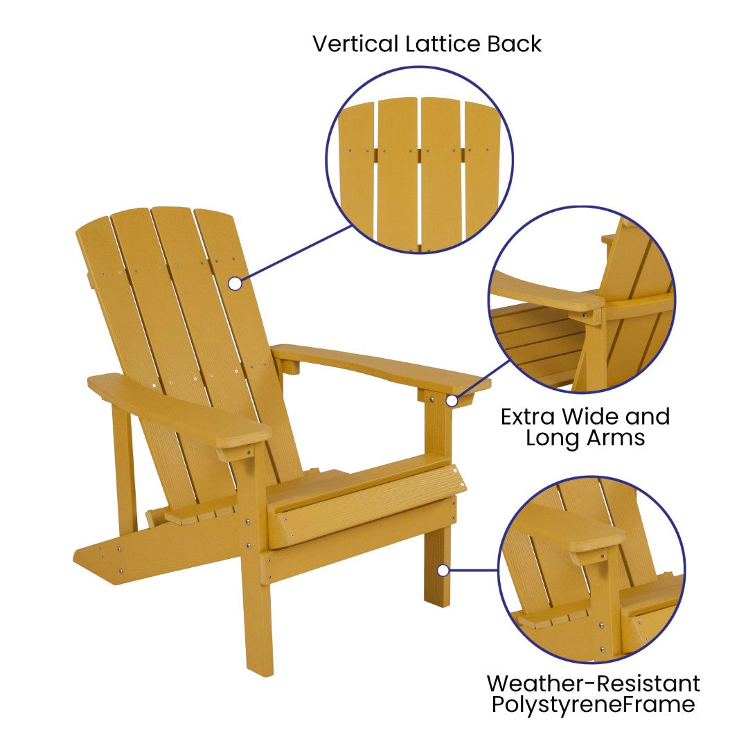 Commercial - Grade Outdoor Set of Two All - Weather Poly Resin Wood Adirondack Chairs Equipped with Cream - Colored Cushions Ideal for Decks, Porches, and Patios