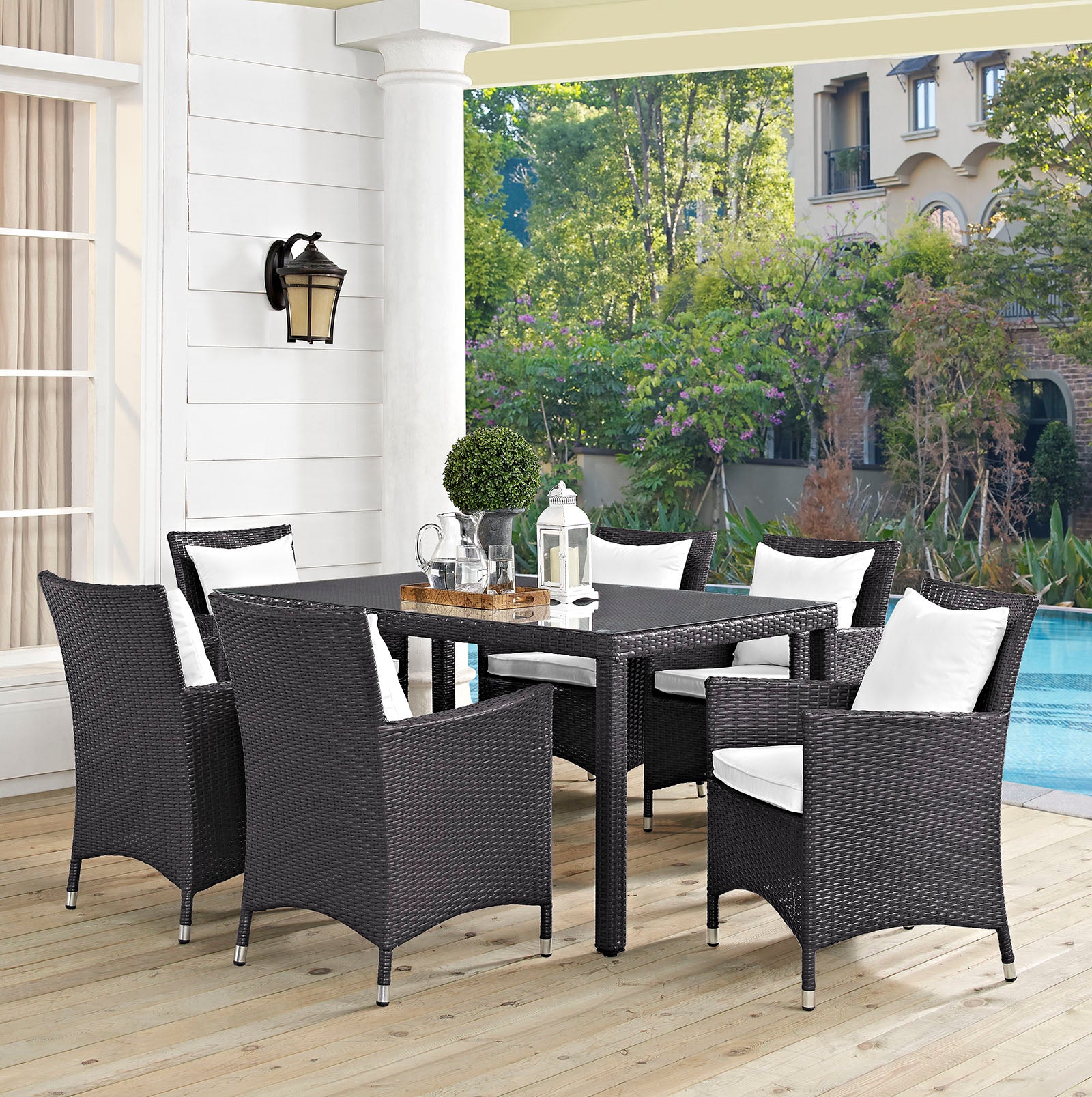 Convene 7-Piece All-Weather Outdoor Dining Set with Stylish Rattan and Durable Cushions