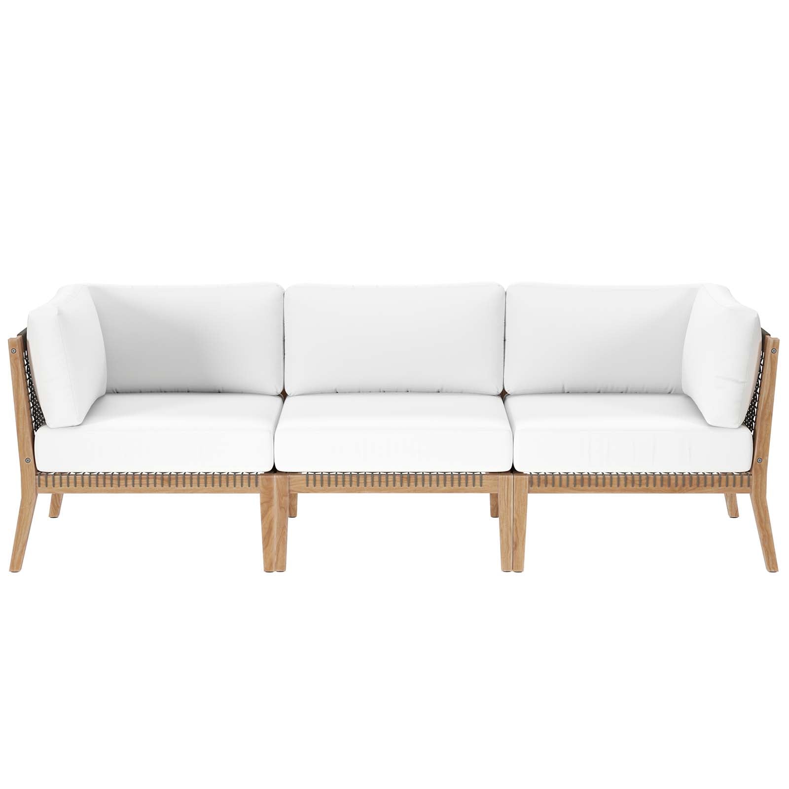Clearwater Premium Teak Outdoor Patio Sofa with Stylish Rope Webbing and Comfort Cushions
