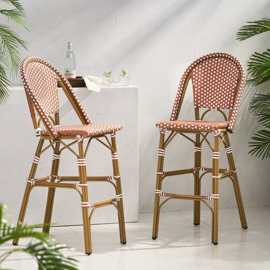 Christopher Knight Home® 2-Piece Set of French-Style Aluminum Outdoor Barstools