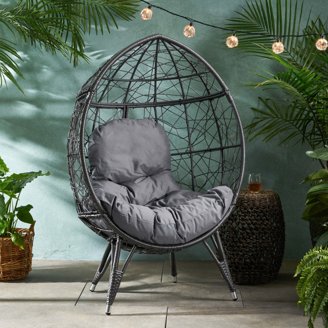 Christopher Knight Home® Stylish Gianni Teardrop-shaped Outdoor Wicker Chair with Comfortable Cushion - A Perfect Seating Option for Outdoor Spaces