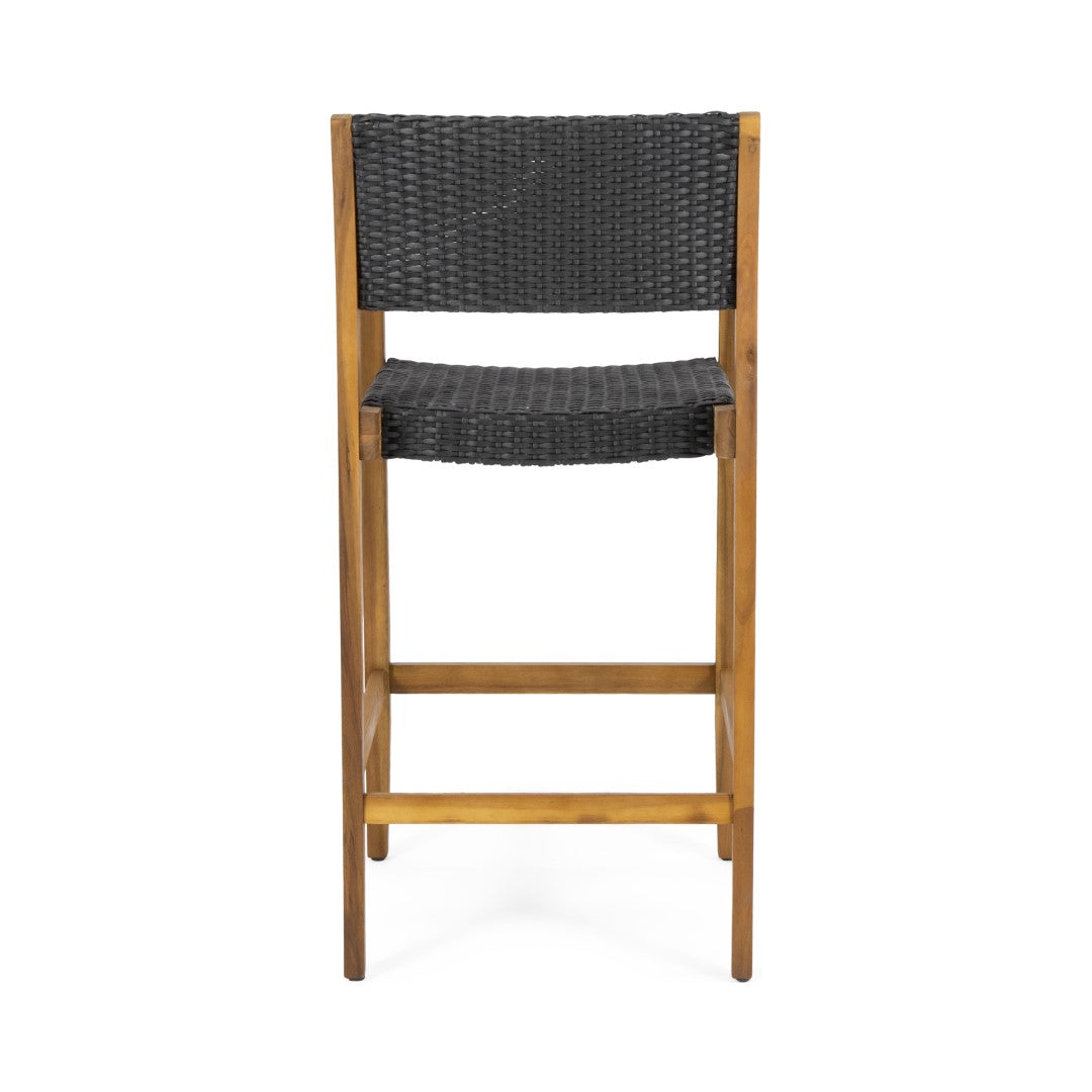 Christopher Knight Home® Genesee 2 - Piece Set of Premium Outdoor Acacia Wood Barstools with Wicker