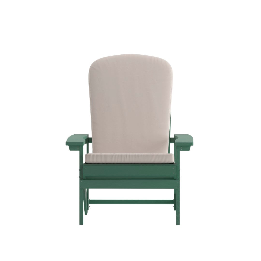 Commercial - Grade Outdoor Set of Two All - Weather Poly Resin Wood Adirondack Chairs Equipped with Cream - Colored Cushions Ideal for Decks, Porches, and Patios