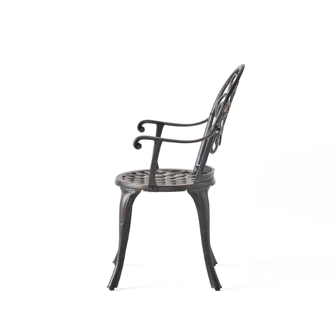 Christopher Knight Home® Angeles Outdoor Cast Aluminum Bistro Dining Set with Integrated Ice Bucket for Al Fresco Meals
