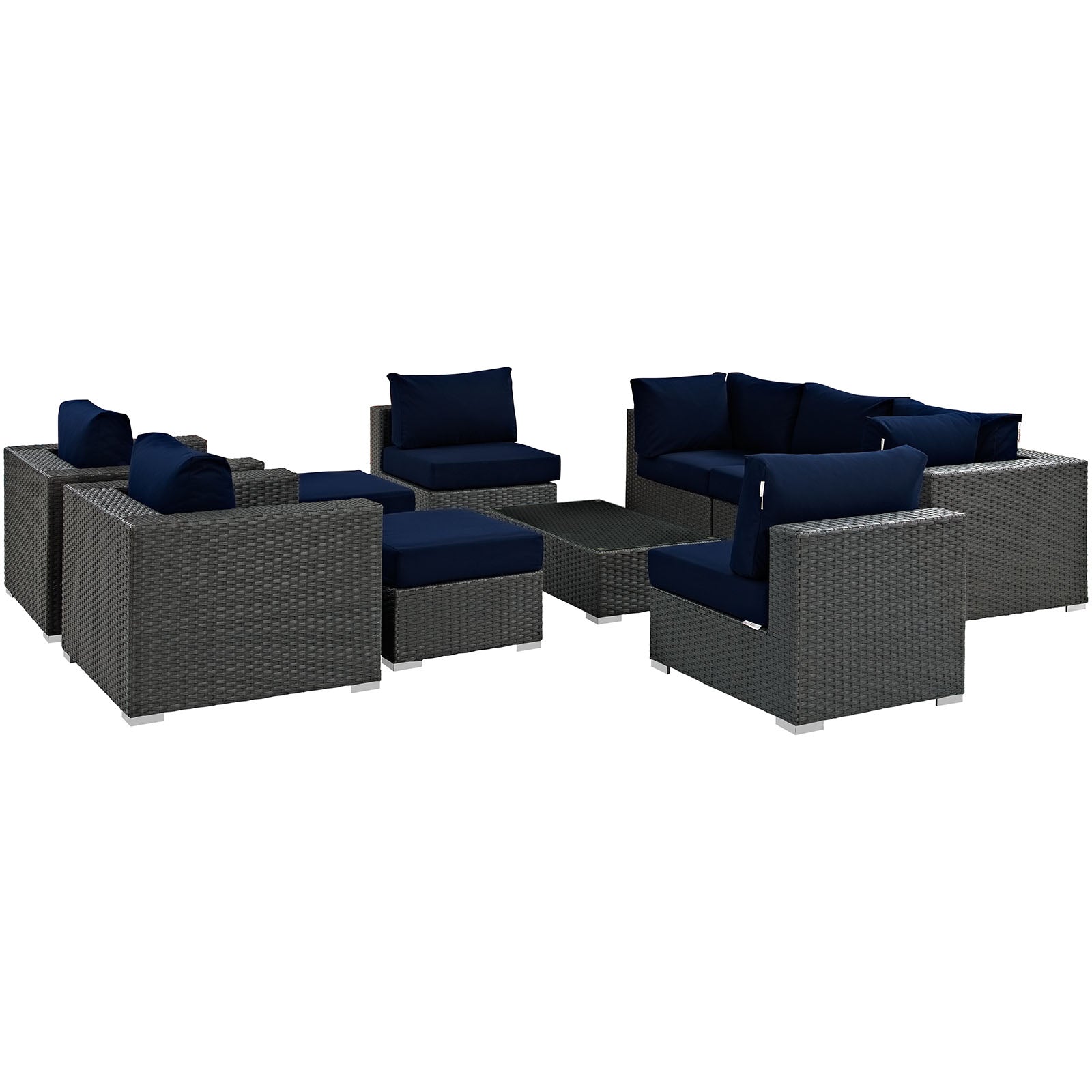 Sojourn 10-Piece Outdoor Patio Furniture Set with Sunbrella® Cushions for Total Relaxation