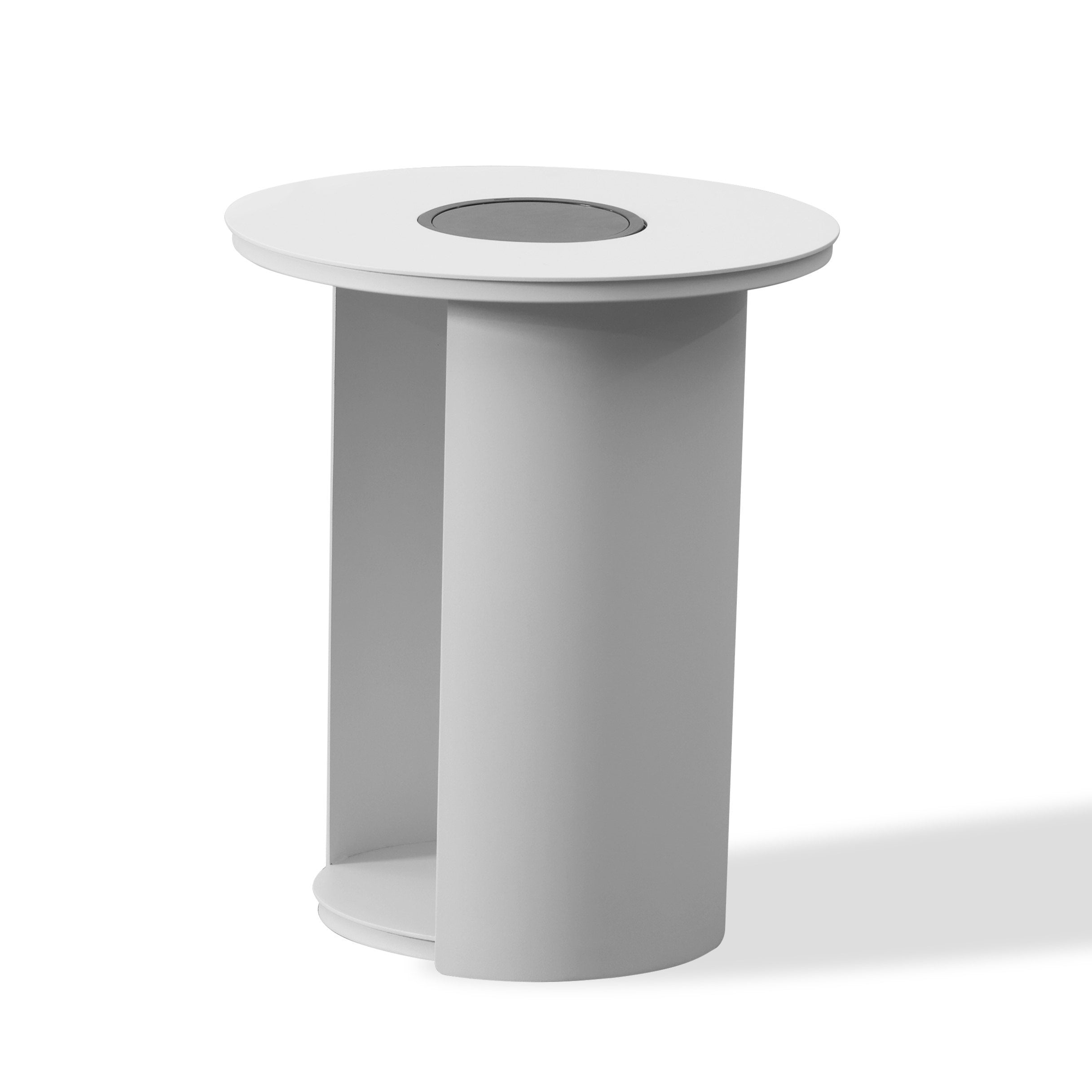 Renava Onza - Stylish White Outdoor End Table with Solar Light for Elegant Patio Ambiance