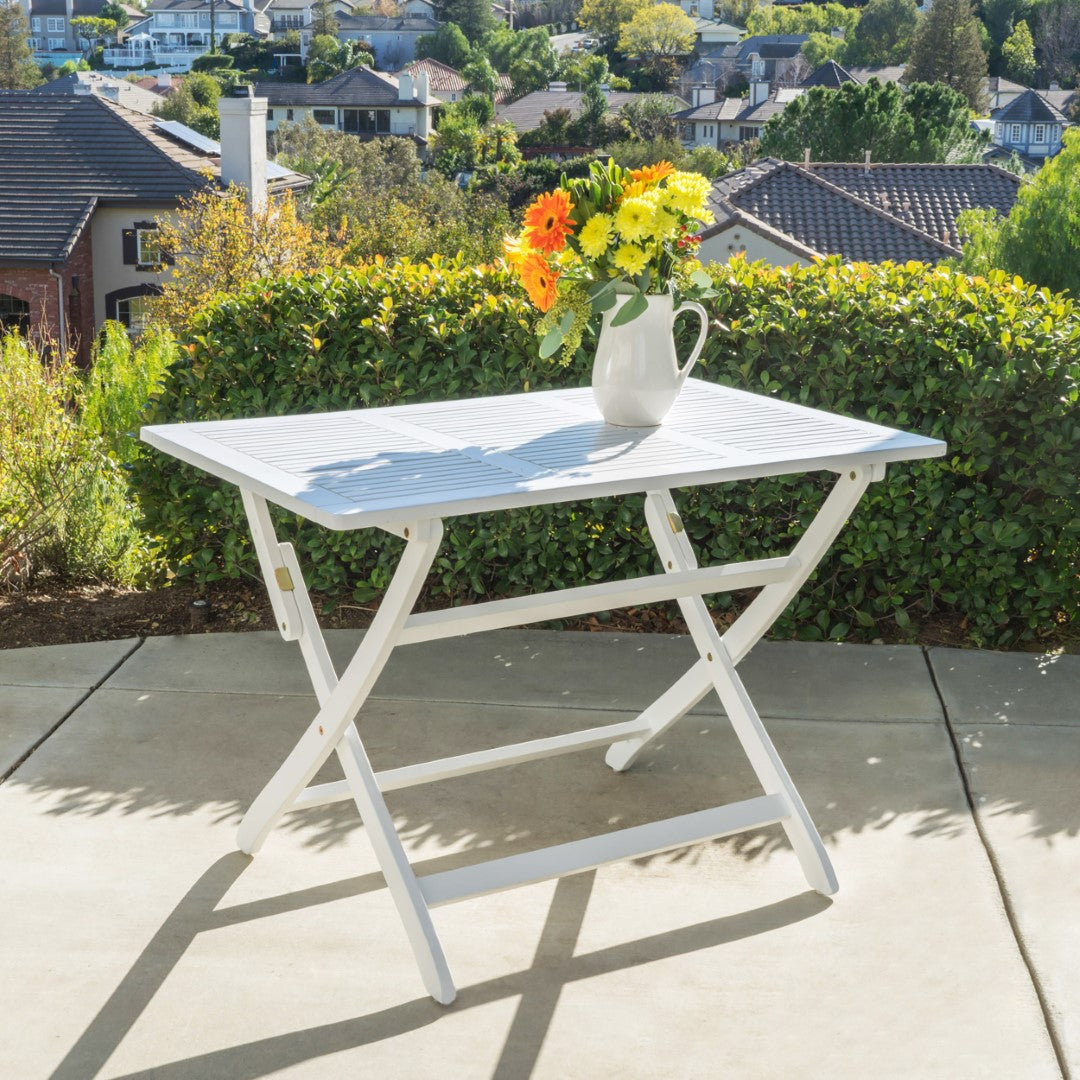 Christopher Knight Home® Acacia Wood Outdoor Dining Table, Foldable Design, White Finish