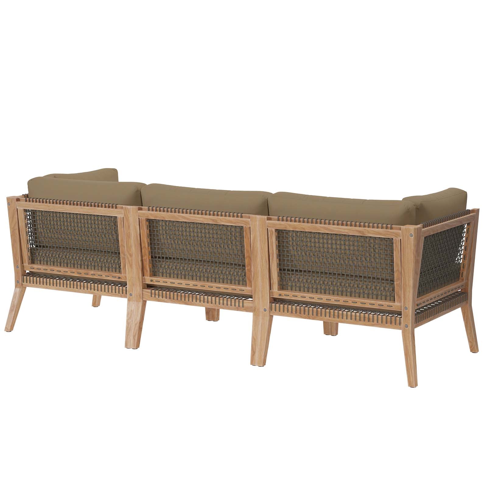 Clearwater Premium Teak Outdoor Patio Sofa with Stylish Rope Webbing and Comfort Cushions