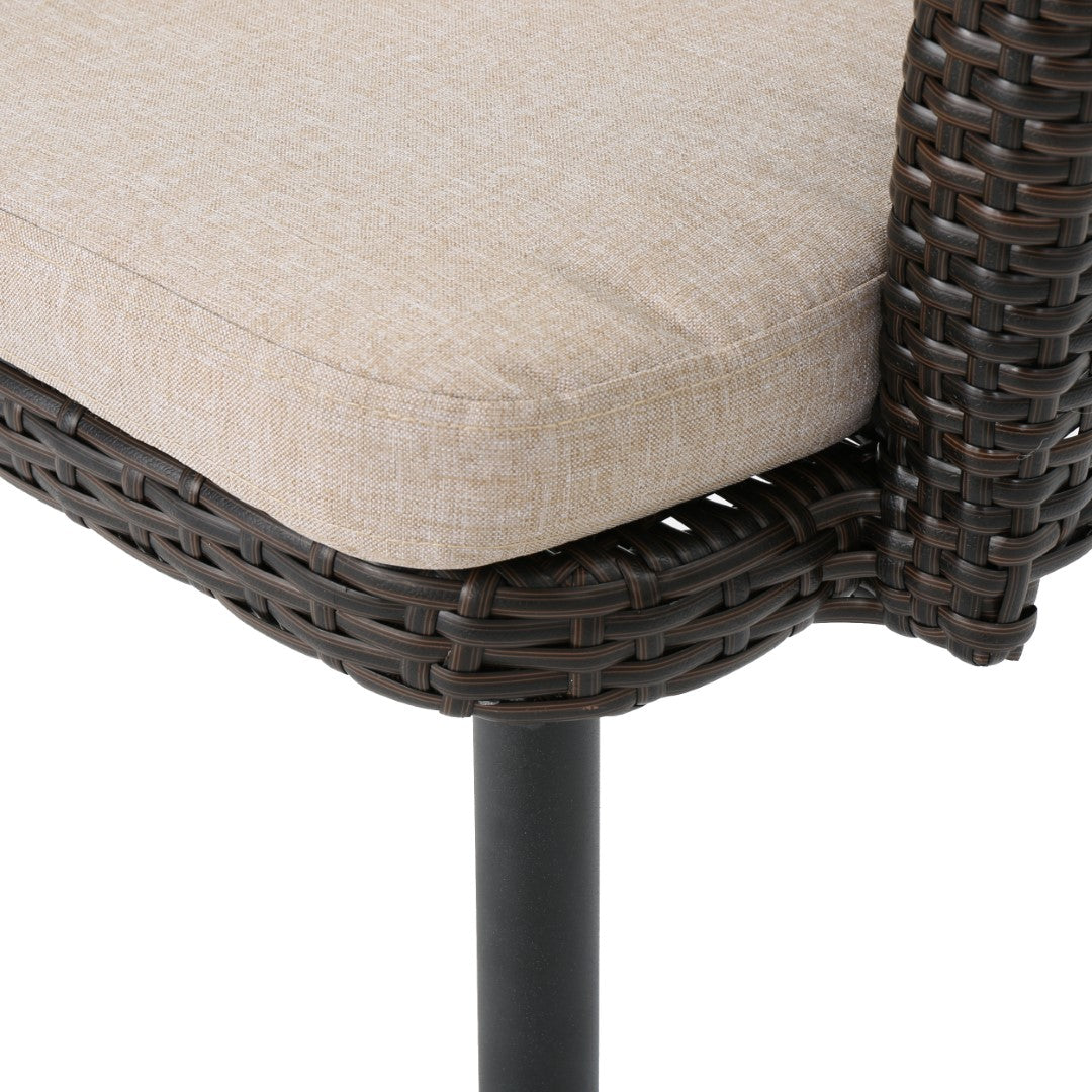 Christopher Knight Home® Iona Three - Piece Outdoor Wicker Conversation Set in Multi - Brown Shades with Dark Brown - Finished Metal Legs and Beige - Colored Cushions