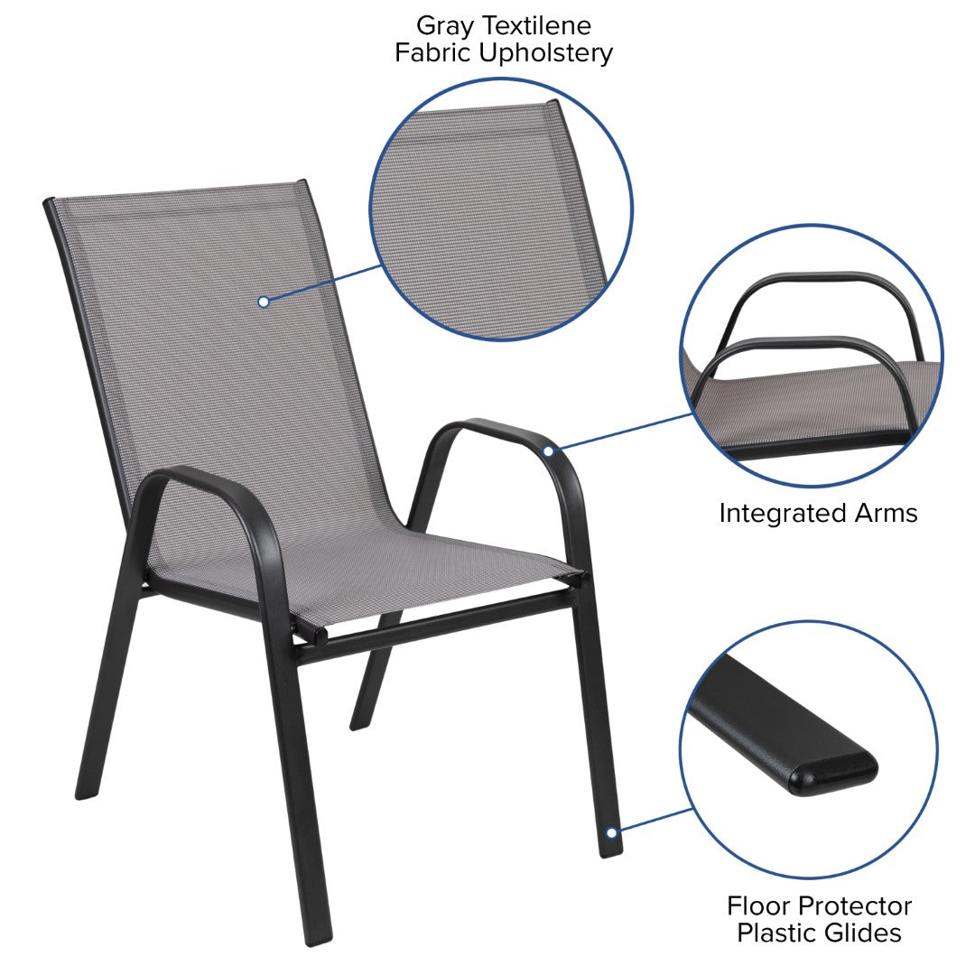 Commercial-Grade Outdoor Stackable 4-Pack Patio Chairs with Flex Comfort Material and Sturdy Metal Frame