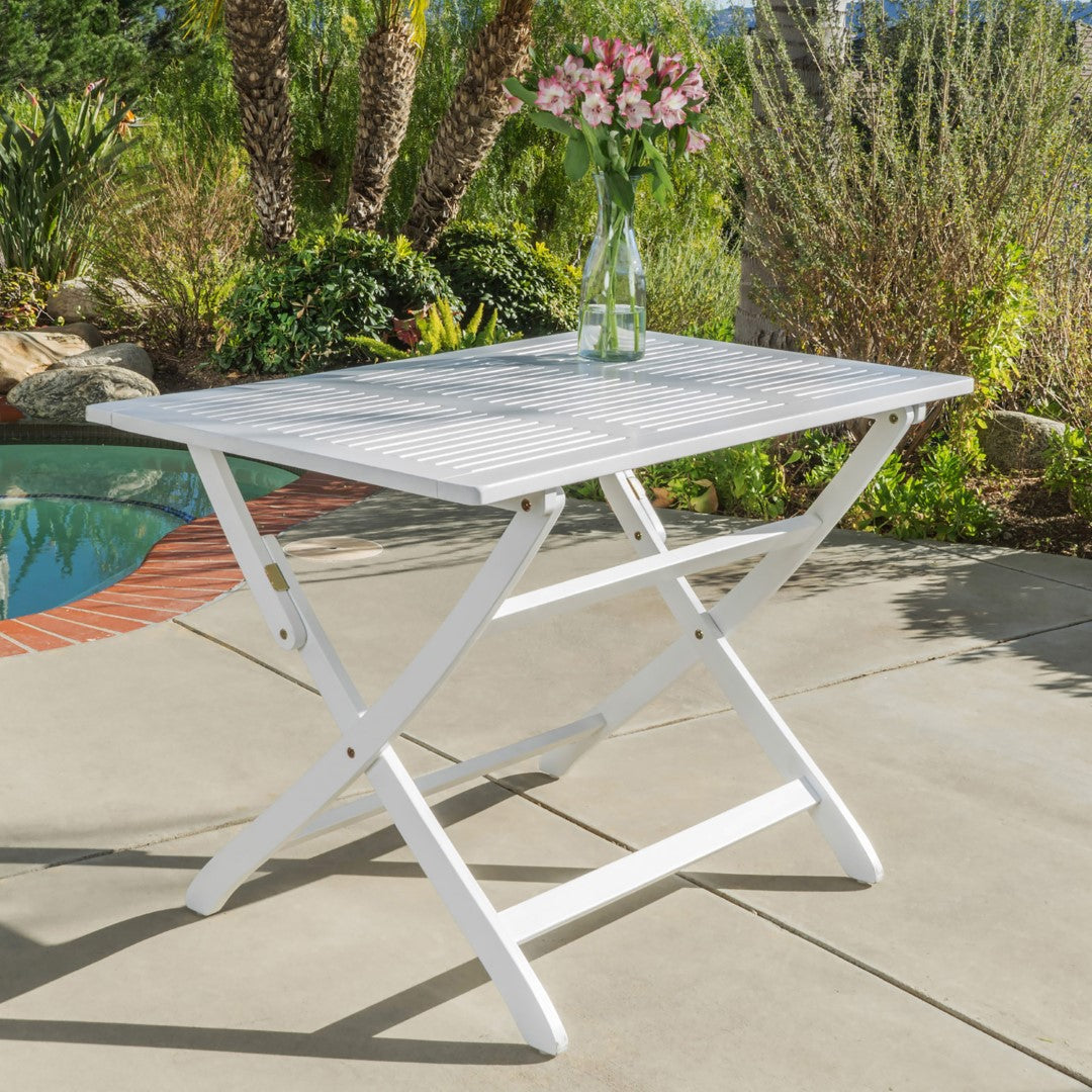 Christopher Knight Home® Foldable Outdoor Dining Table Made of Acacia Wood with a Stunning White Finish