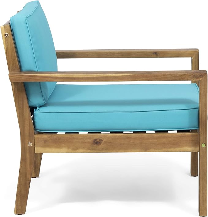 Christopher Knight Home® Santa Ana Club Chair Set of 2, Durable Acacia Wood, Wire-Brushed Finish, Water-Resistant Cushions