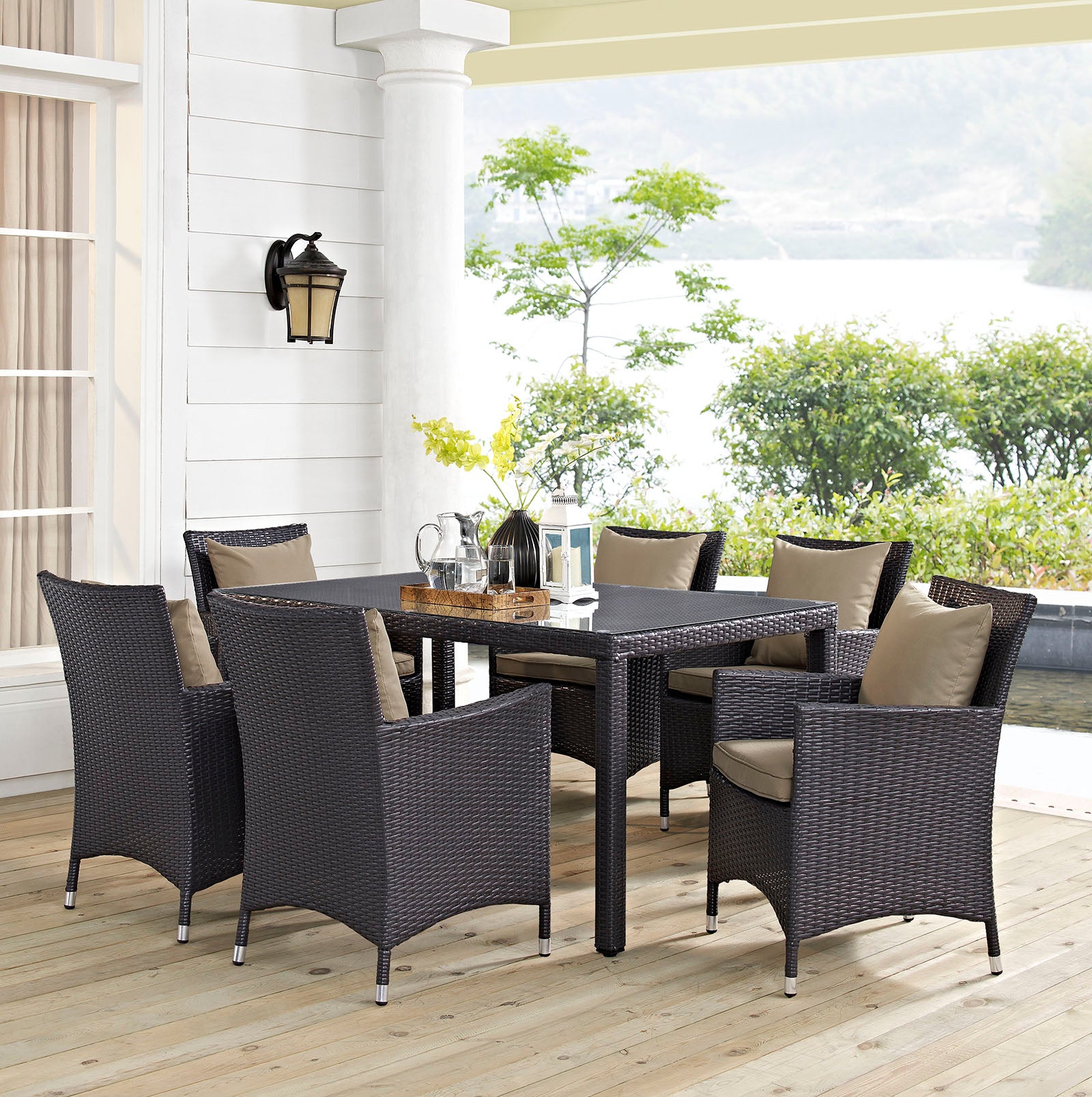 Convene 7-Piece All-Weather Outdoor Dining Set with Stylish Rattan and Durable Cushions