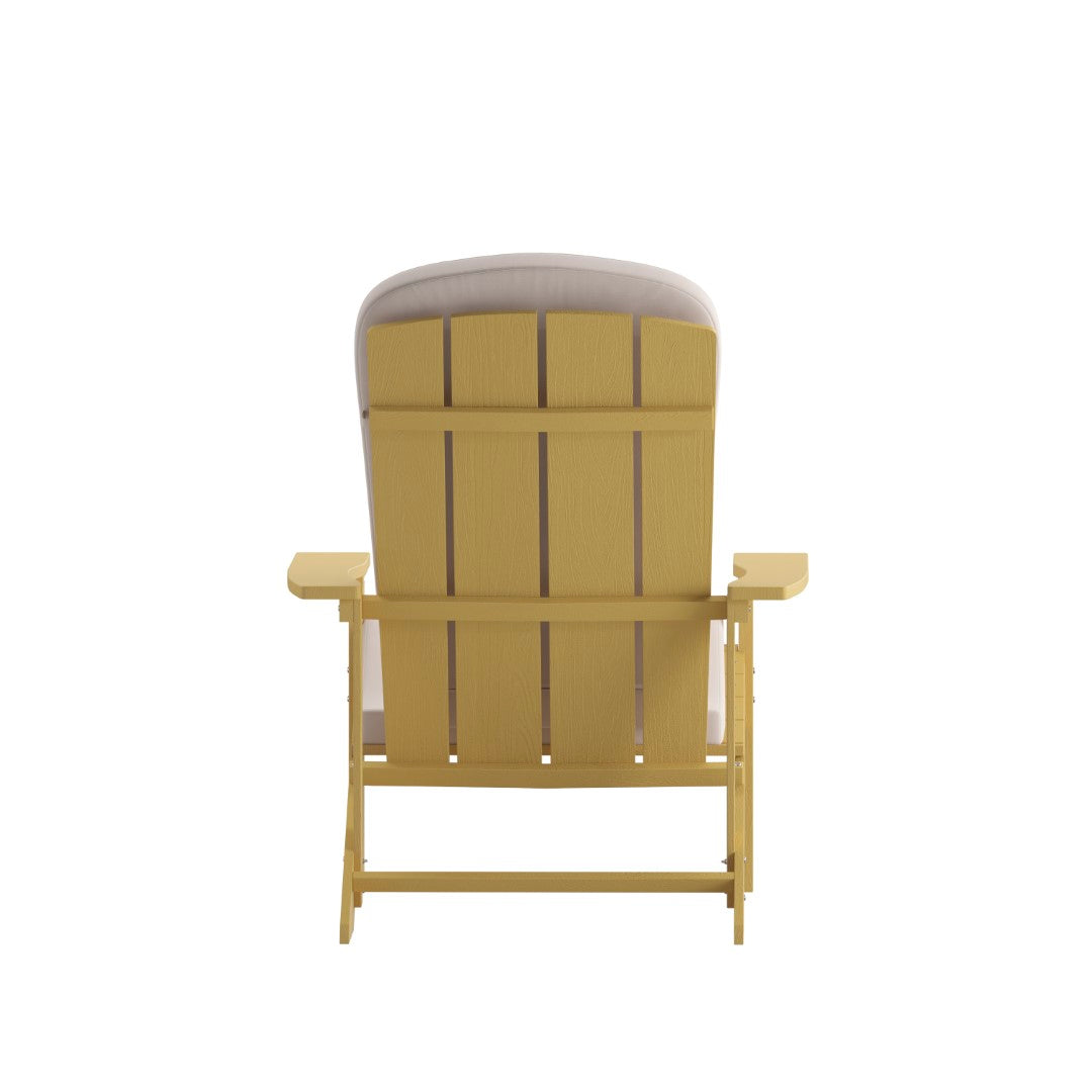 Commercial - Grade Outdoor Set of Two All - Weather Poly Resin Wood Adirondack Chairs Equipped with Cream - Colored Cushions Ideal for Decks, Porches, and Patios