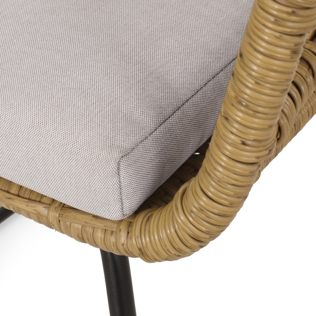 Christopher Knight Home® Lemere 2 - Piece Light Brown, Beige & Black Outdoor Wicker Dining Chairs with Cushions