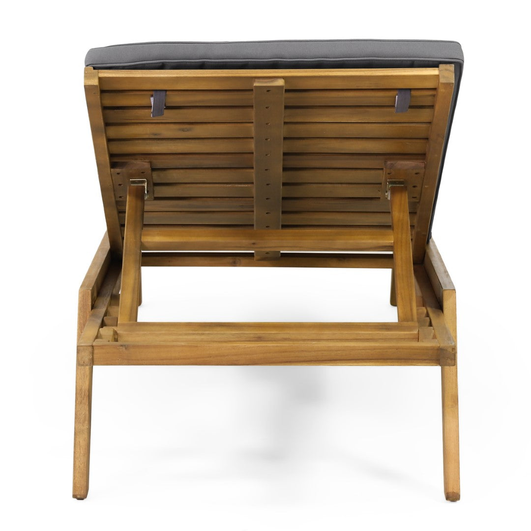 Christopher Knight Home® Caily 2-Piece Outdoor Acacia Wood Chaise Lounges with Waterproof Cushions
