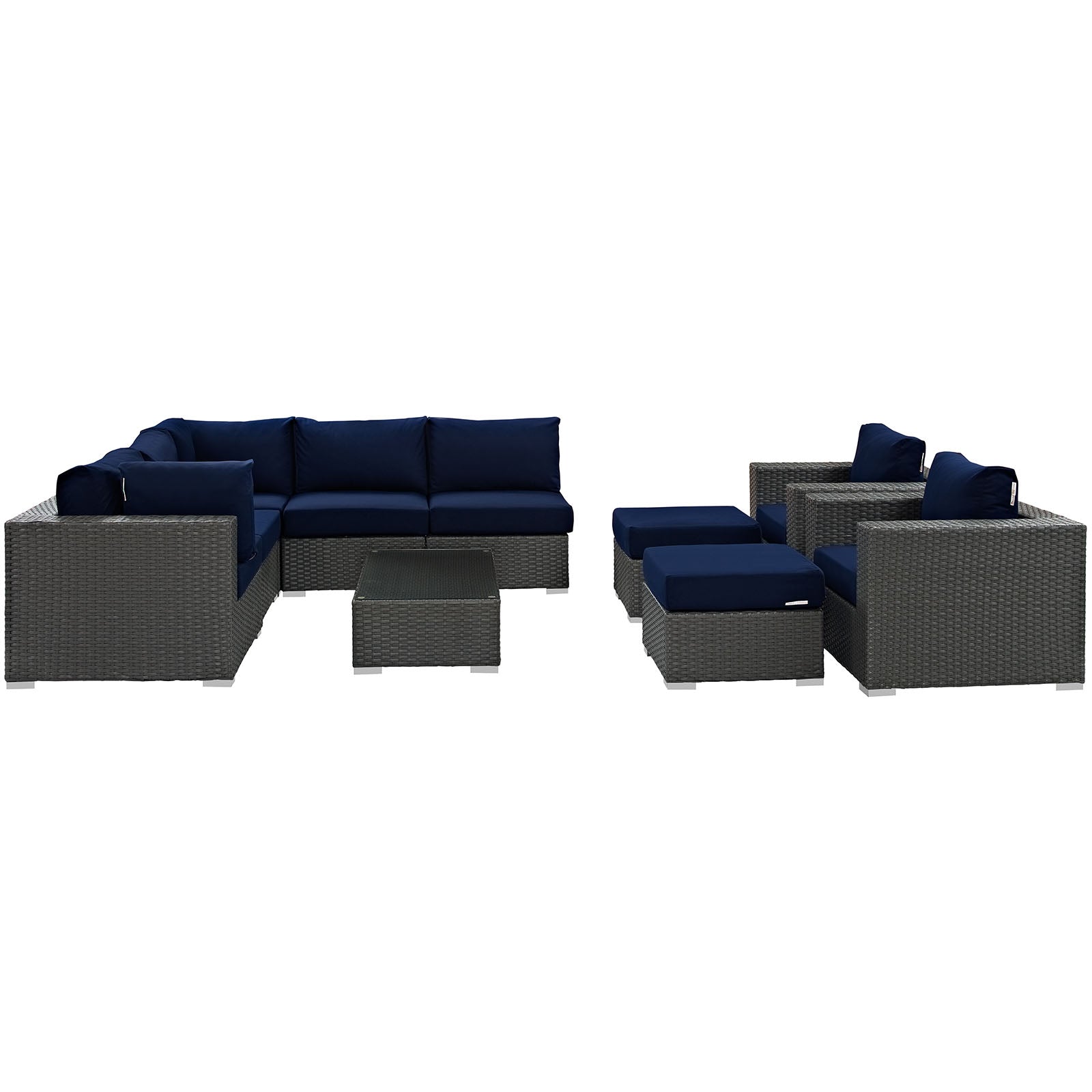 Sojourn 10-Piece Outdoor Patio Furniture Set with Sunbrella® Cushions for Total Relaxation
