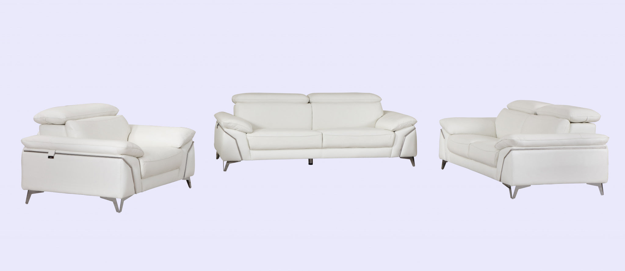 Luxurious 2-Piece Indoor Italian White Leather Seating Set for Stylish Homes