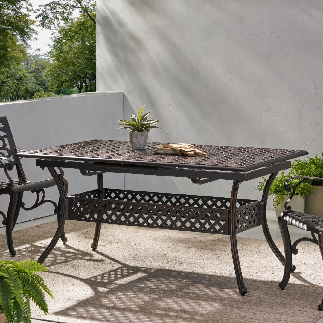 Christopher Knight Home® Abigail Outdoor Shiny Copper Finish Cast Aluminum Expandable Rectangular Dining Table