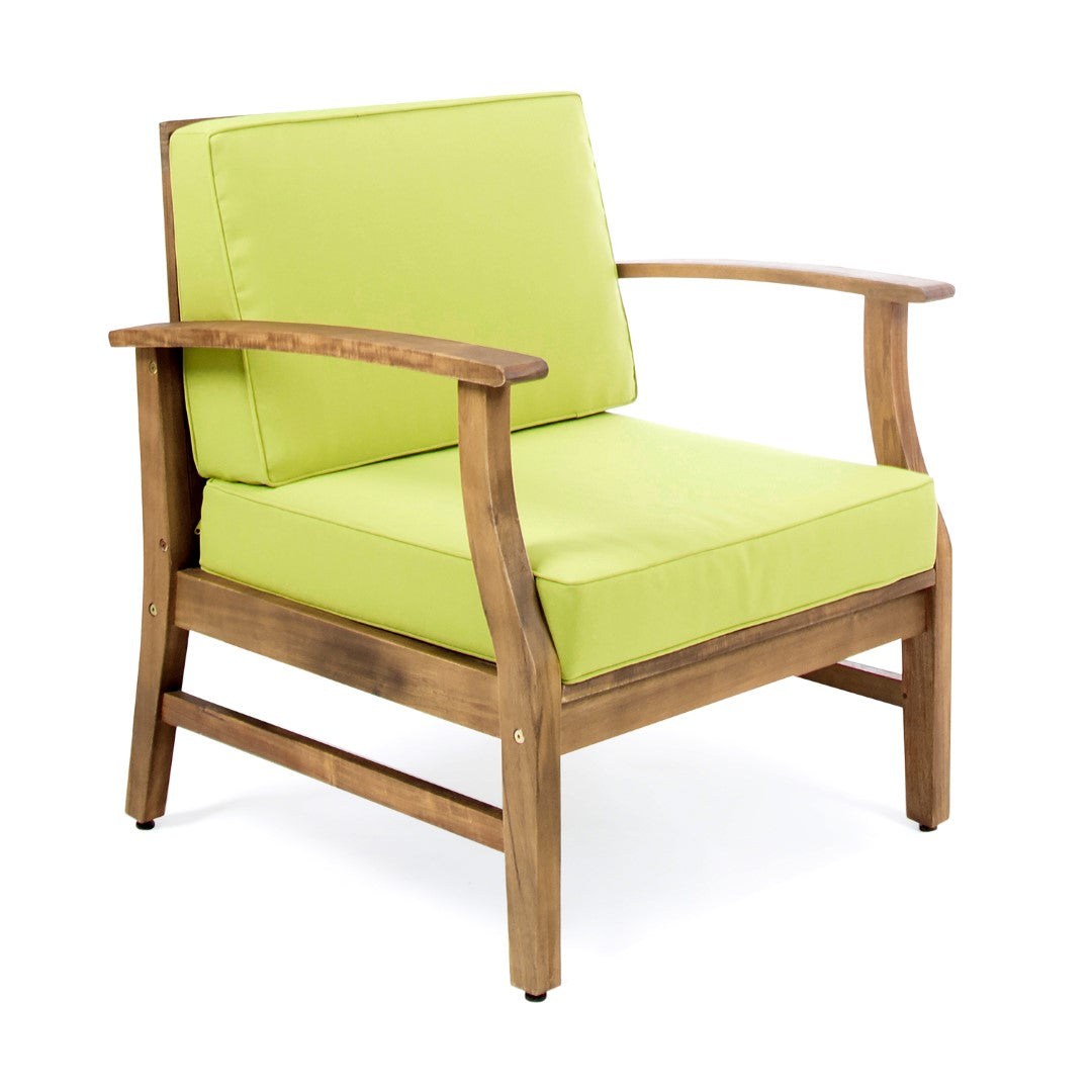 Christopher Knight Home® Perla 2 - Piece Green Club Chairs in Durable Acacia Wood with Slat Design