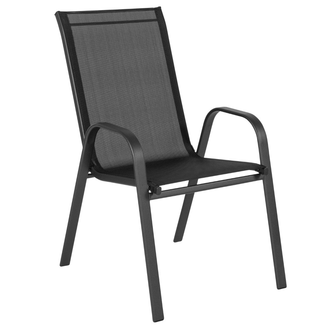 Commercial-Grade Outdoor Stackable 4-Pack Patio Chairs with Flex Comfort Material and Sturdy Metal Frame