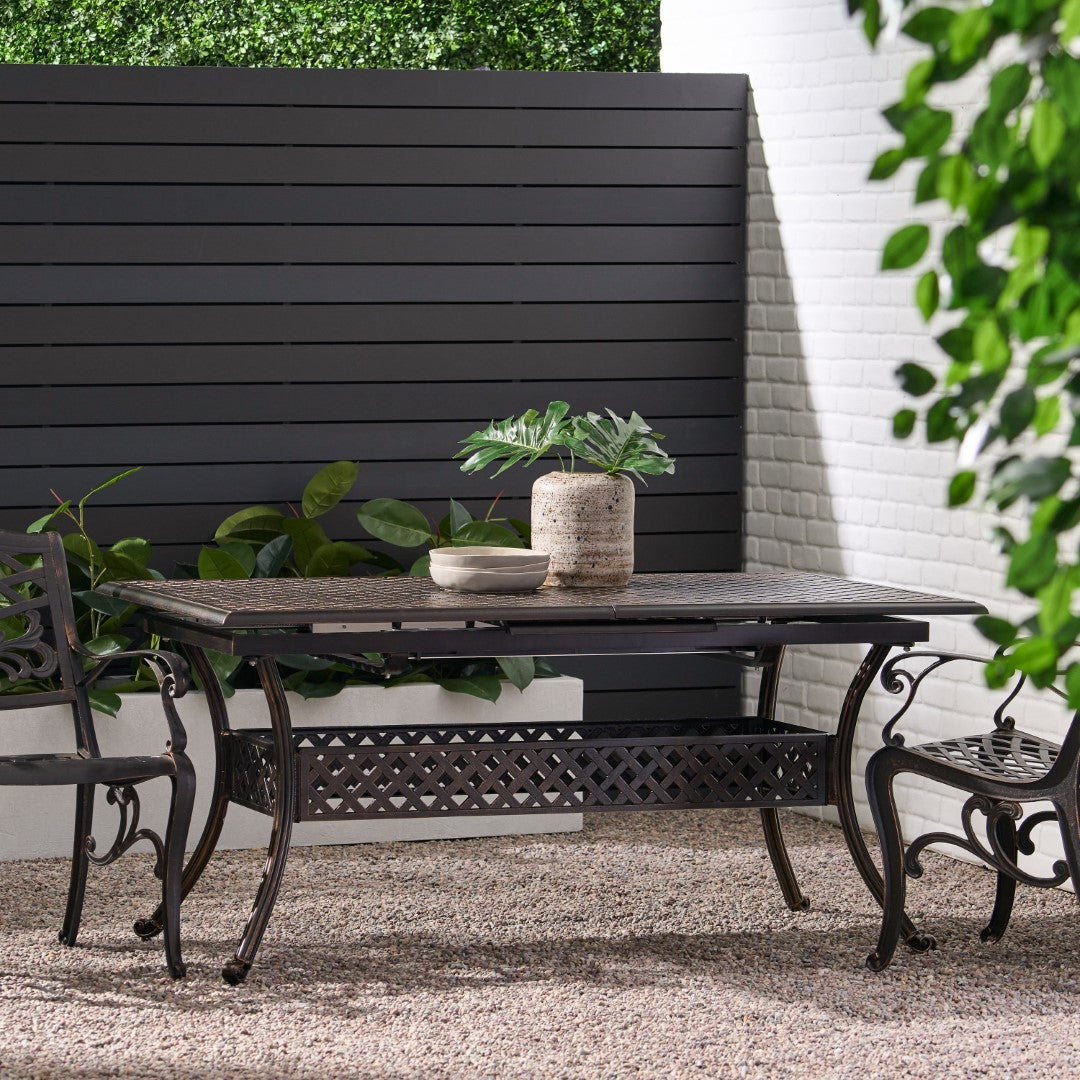 Christopher Knight Home® Abigail Outdoor Dining Table - Expandable Rectangular with Stunning Shiny Copper Finish in Cast Aluminum