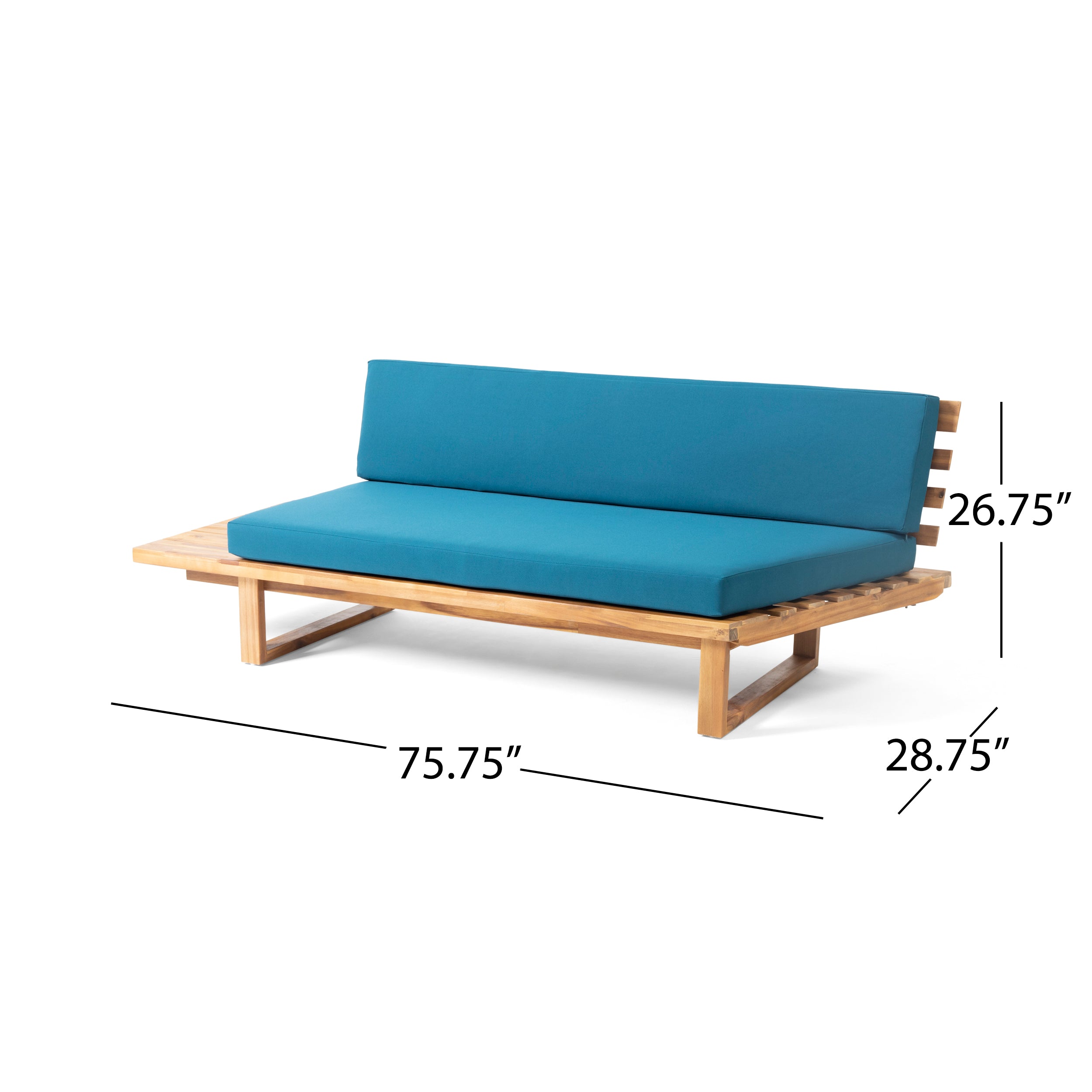 Christopher Knight Home® Mirabelle Two - Person Teal Outdoor Sofa with Acacia Wood Frame and Water - Resistant Cushions