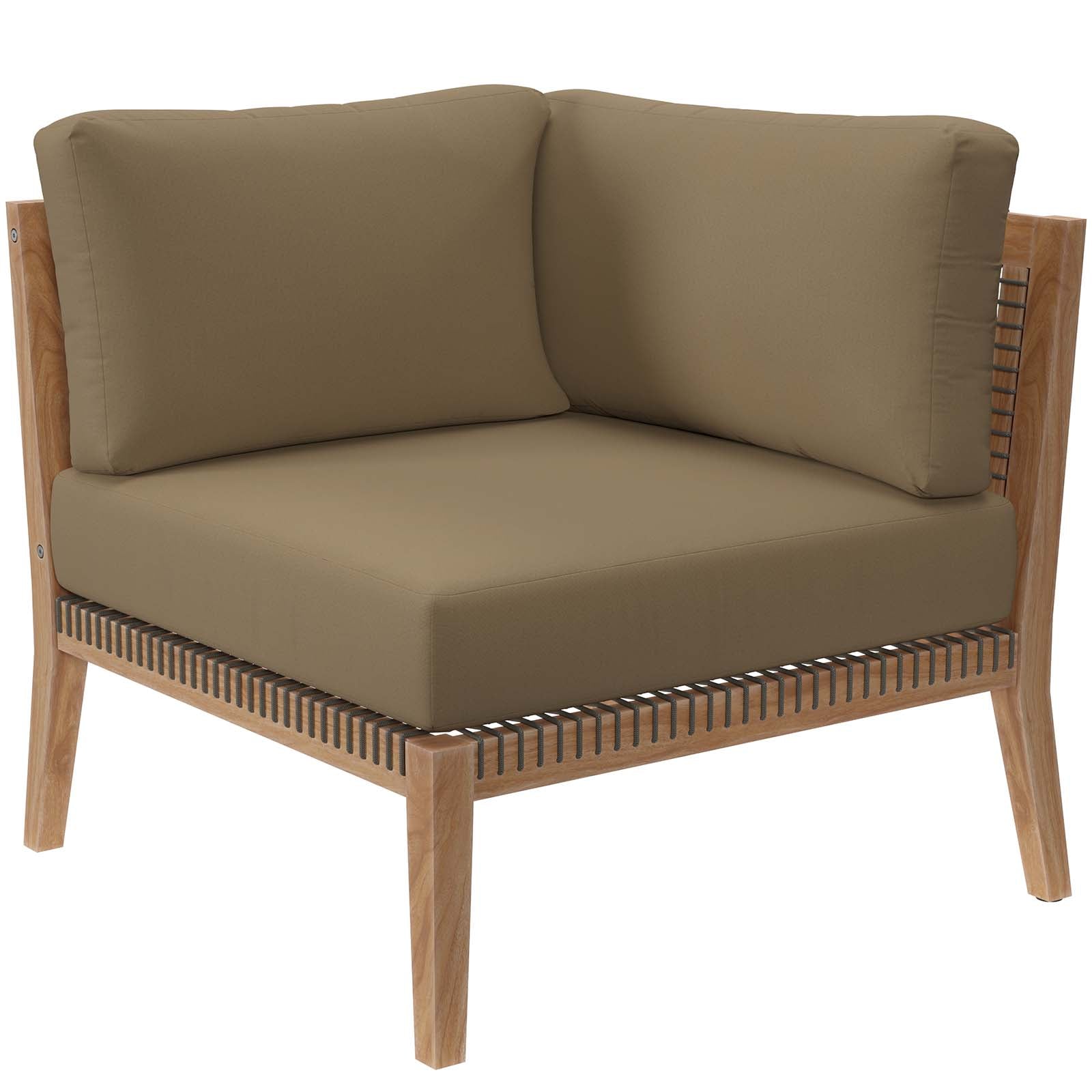 Clearwater Premium Teak Outdoor Patio Sofa with Stylish Rope Webbing and Comfort Cushions