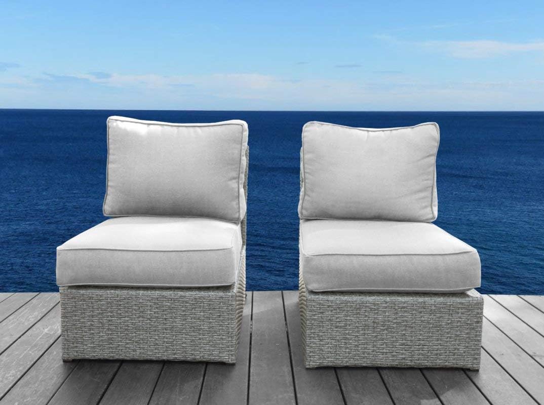 Outdoor Coastal-Style Espresso-Colored Wicker Lounge Chair Set Featuring Padded and Comfortable Cushions