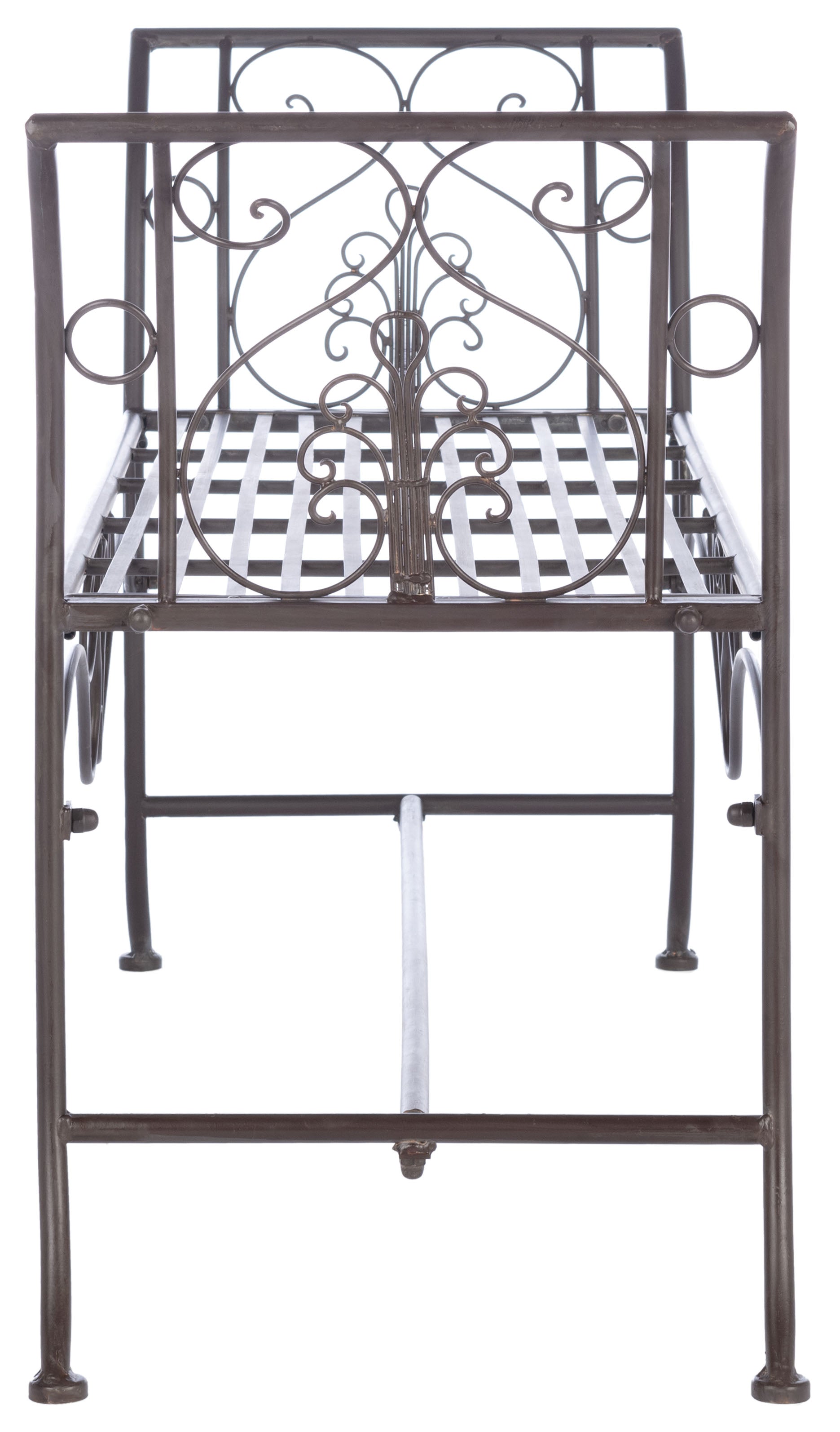 Adina Wrought Iron Outdoor Garden Bench with Victorian Elegance and Intricate Scrolls