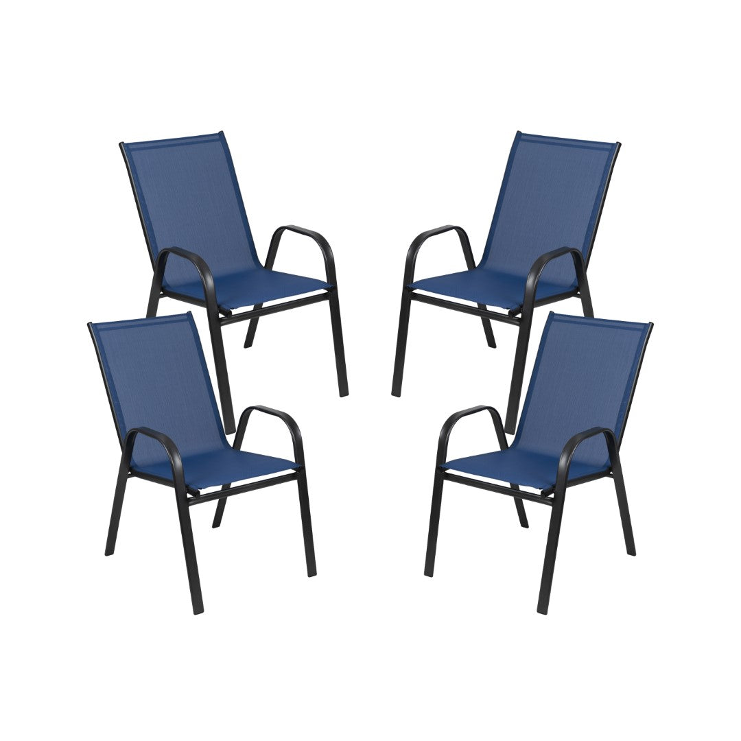 Commercial-Grade Outdoor Stackable 4-Pack Patio Chairs with Flex Comfort Material and Sturdy Metal Frame