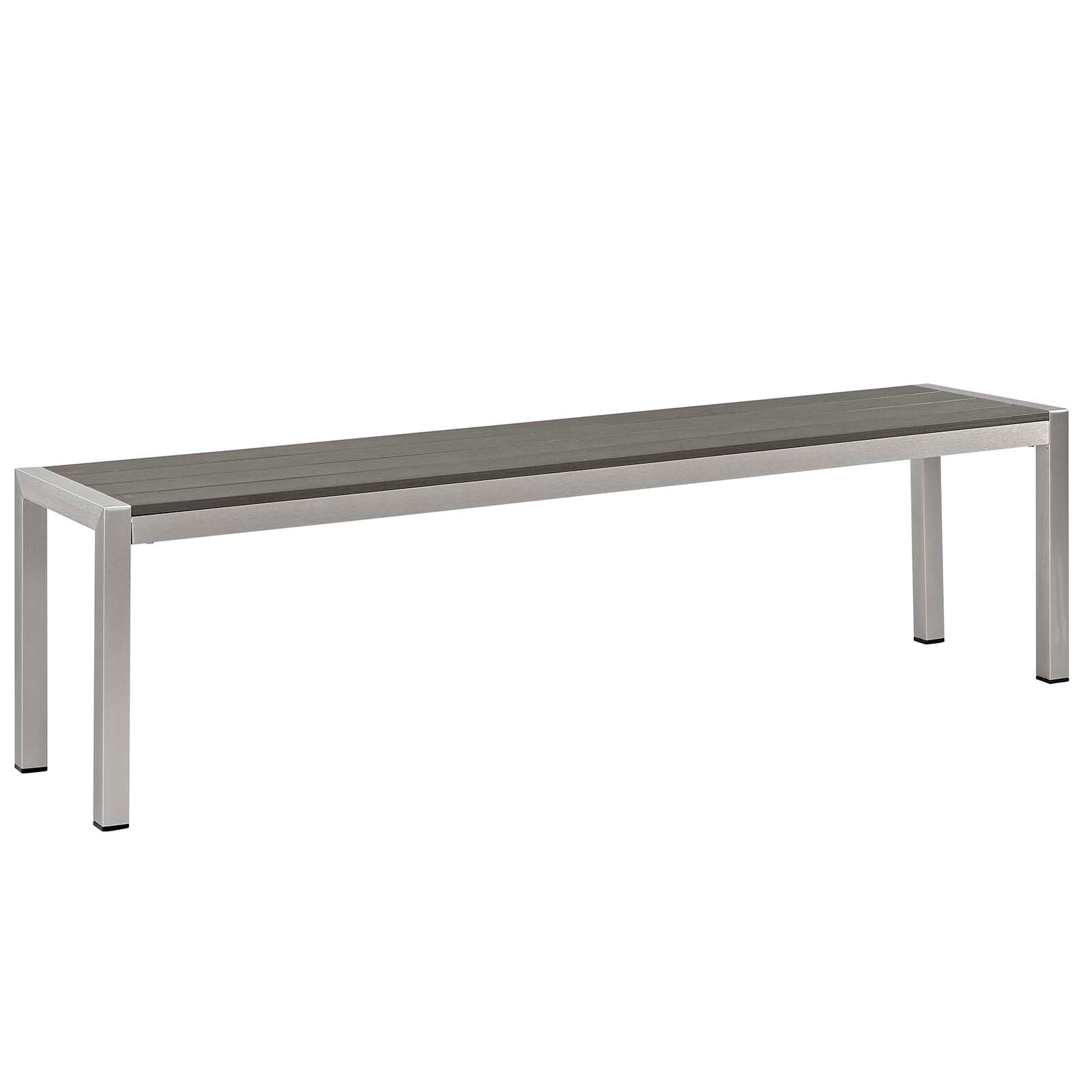 Shore 3-Piece Contemporary Outdoor Dining Set with a Sleek Anodized Aluminum Frame and Elegant Wood Accents for Patio and Backyard Use