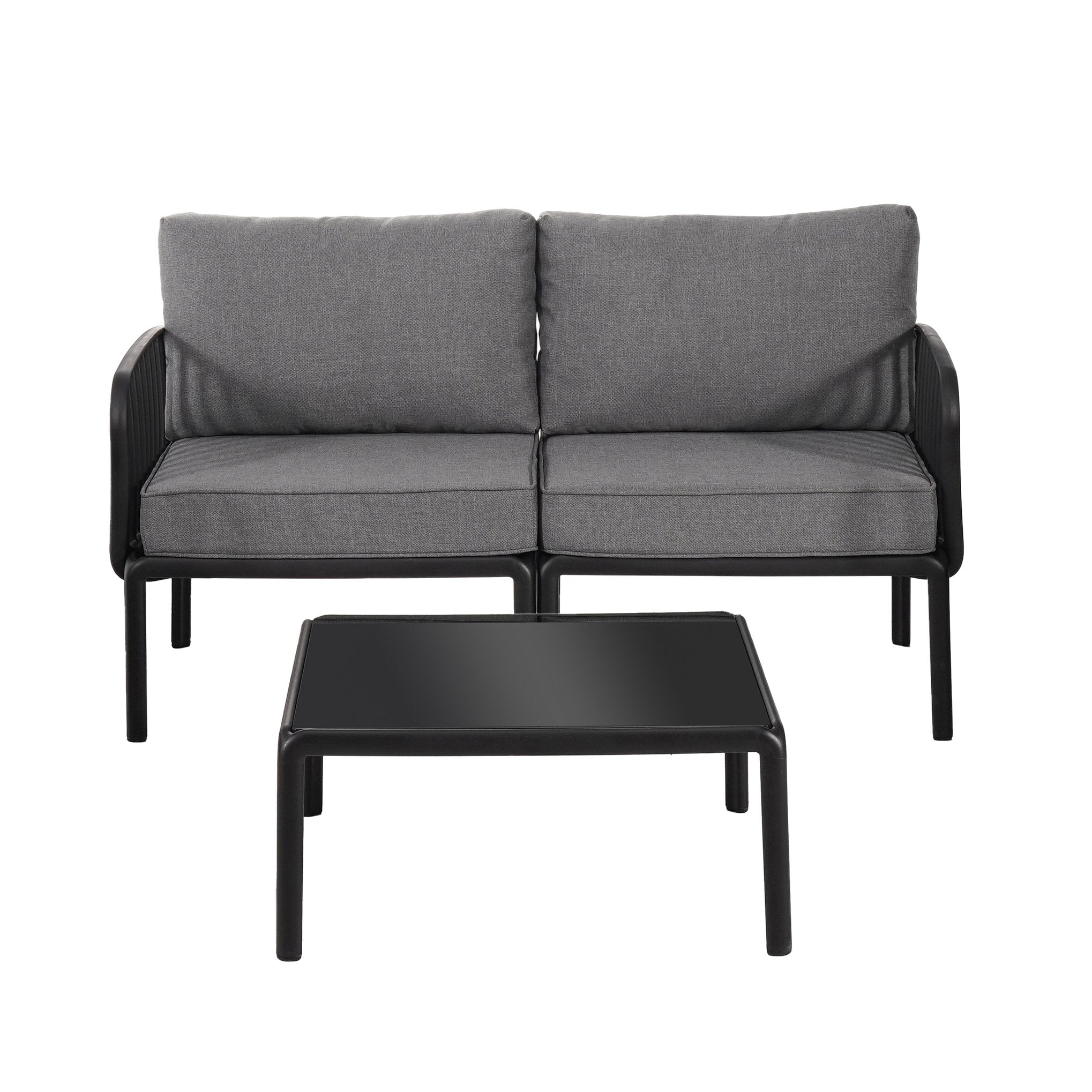 Christopher Knight Home® High - Quality 3 Piece Patio Conversation Set: Modern Outdoor Sectional with Plush Thick Cushions and Square - Shaped Coffee Table for Relaxation