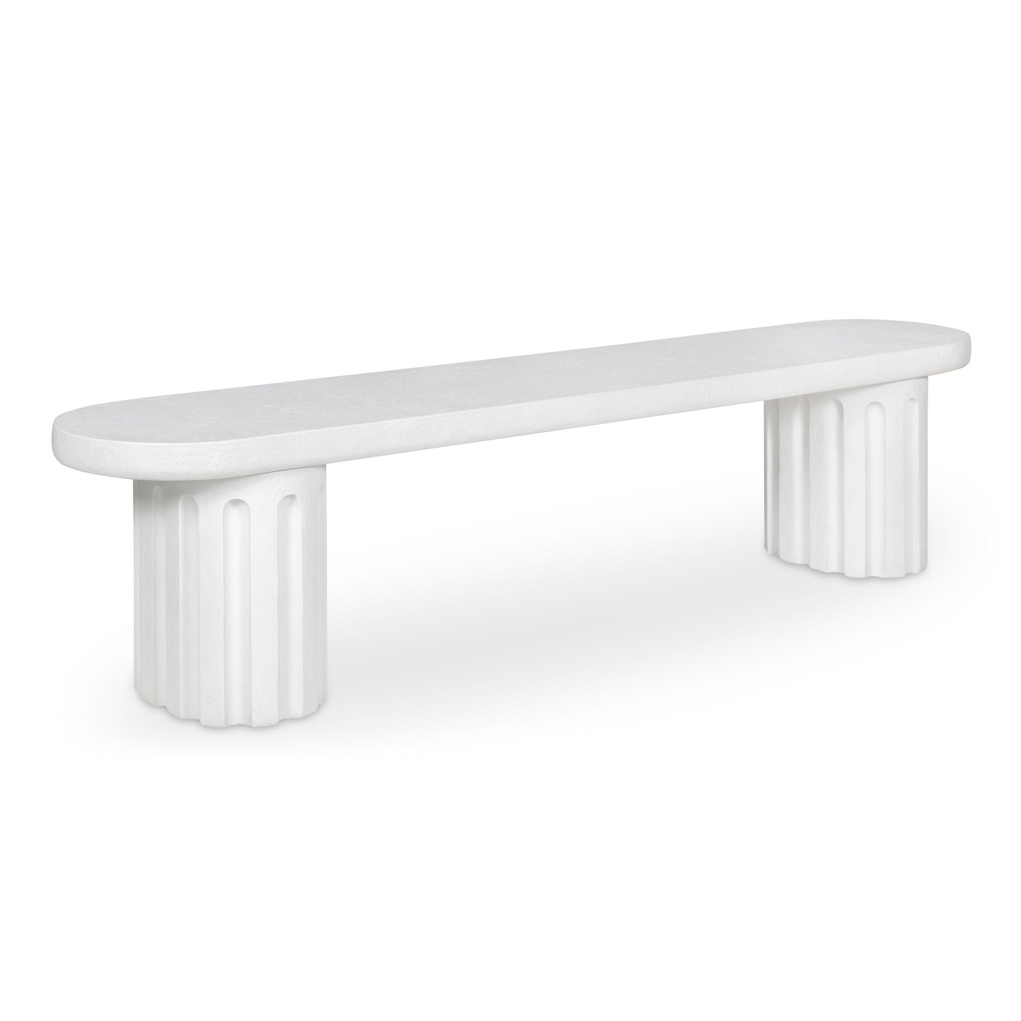 Stylish Eris Outdoor Dining Bench with Unique Fluted Design in Glass Fiber Reinforced Concrete