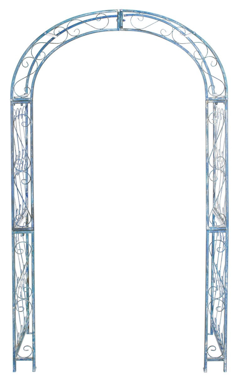 Pagan Outdoor Arch - Antique White Iron Trellis for Secret Gardens and Elegant Floral Displays