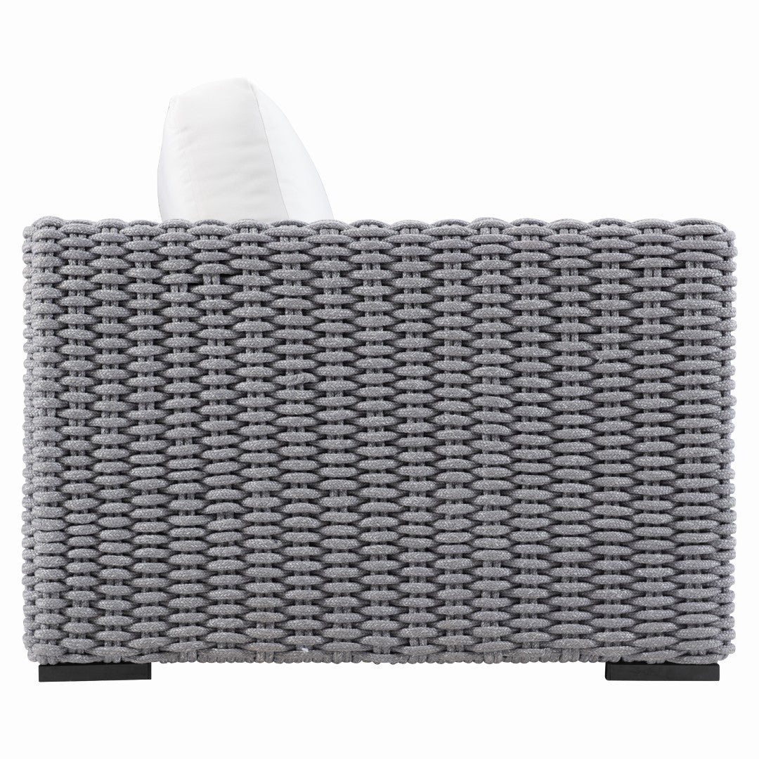 Luxury Outdoor Capri Sofa with Gray Mist Woven Rope Design and Plush Cushions for Supreme Comfort