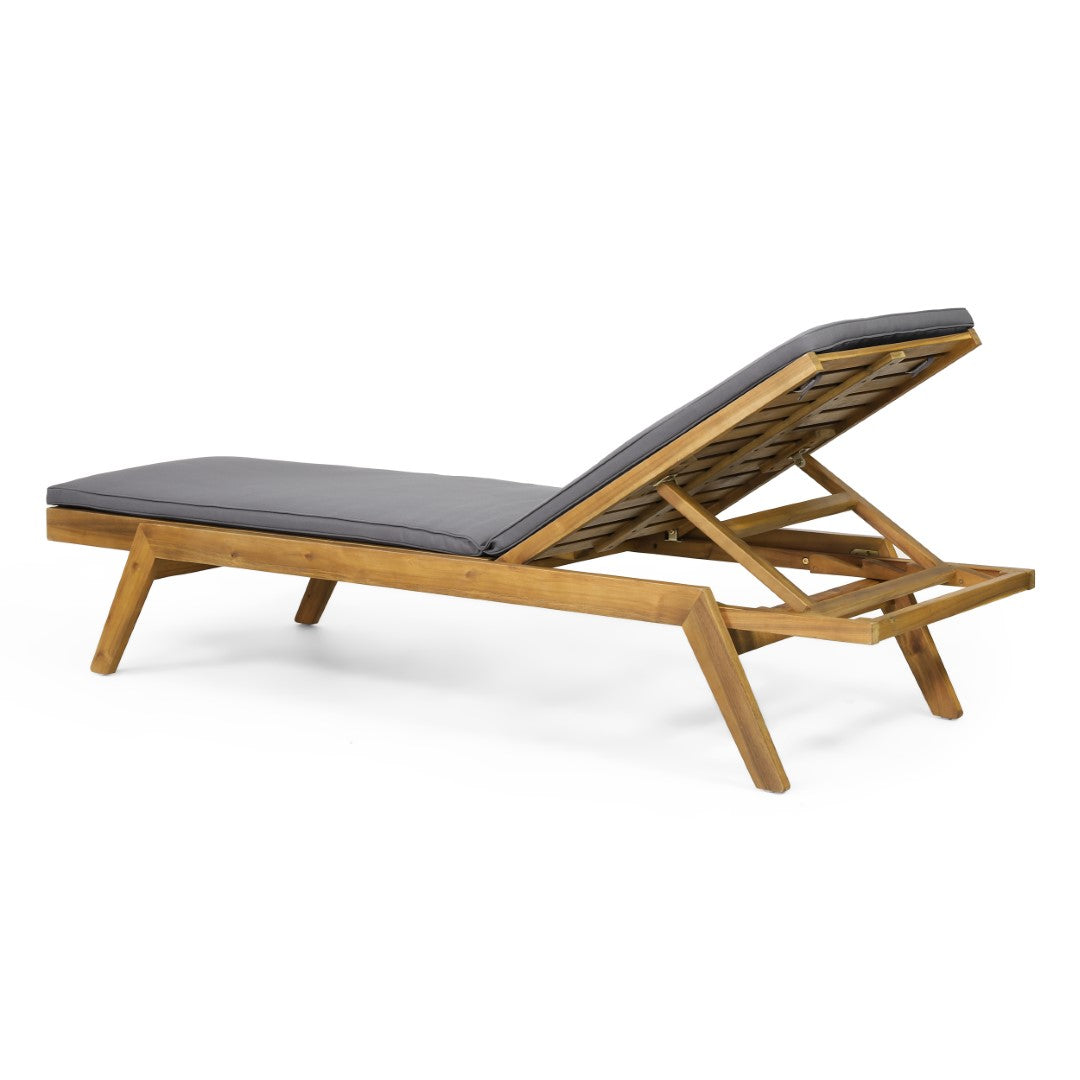 Christopher Knight Home® Caily 2-Piece Outdoor Acacia Wood Chaise Lounges with Waterproof Cushions