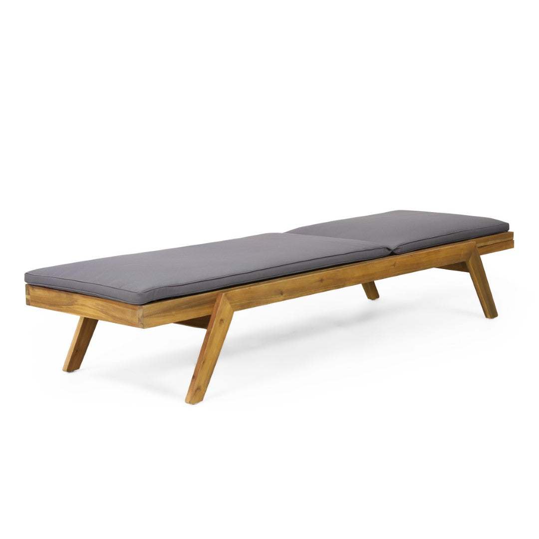 Christopher Knight Home® Caily 2-Piece Outdoor Acacia Wood Chaise Lounges with Waterproof Cushions