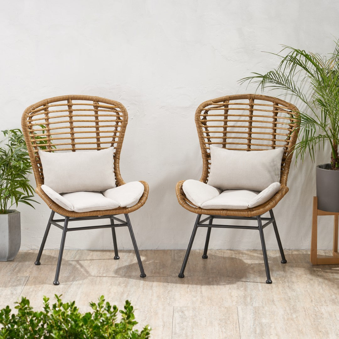 Christopher Knight Home® La Habra 2-Piece Modern Outdoor Club Chairs with Faux Rattan Design