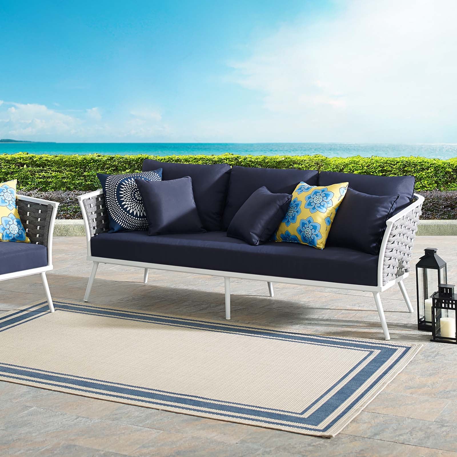 Stance Modern Outdoor Patio Sofa Set with All-Weather Cushions and Aluminum Frame for Relaxing Gatherings