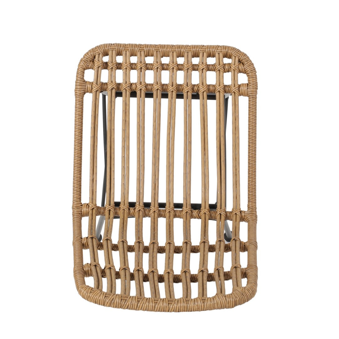 Christopher Knight Home® Set of 2 Modern Indoor Rattan and Iron Dining Chairs in Light Brown and Black